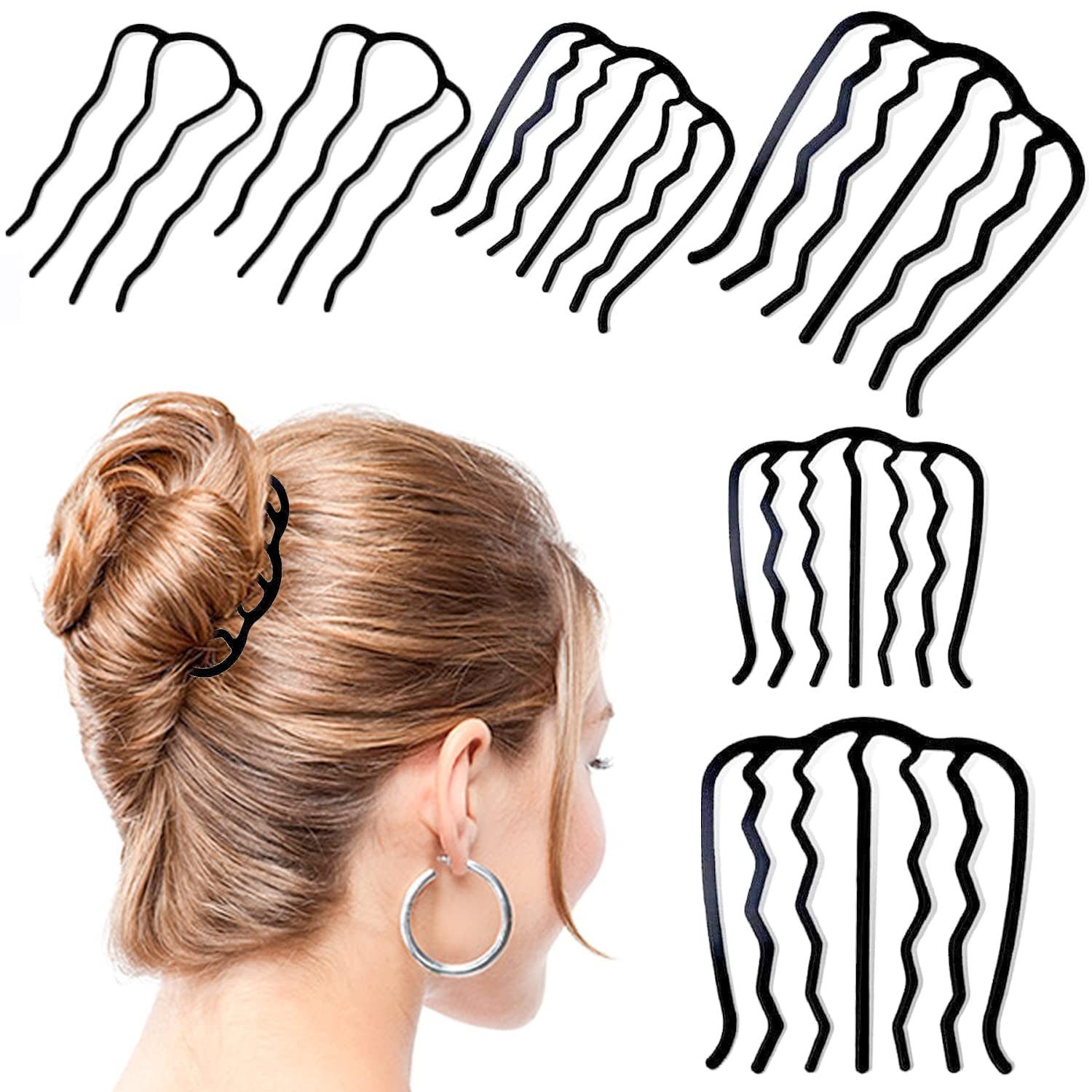 Oemmn Haarspange 6 Stück Haar-Gabel-Clip Metall Haarkamm Seitenkämme, 6-tlg.