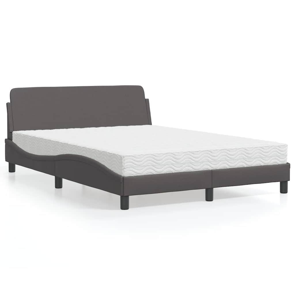 vidaXL Bett Bett mit Matratze "Dover" Grau 140x200 cm Kunstleder