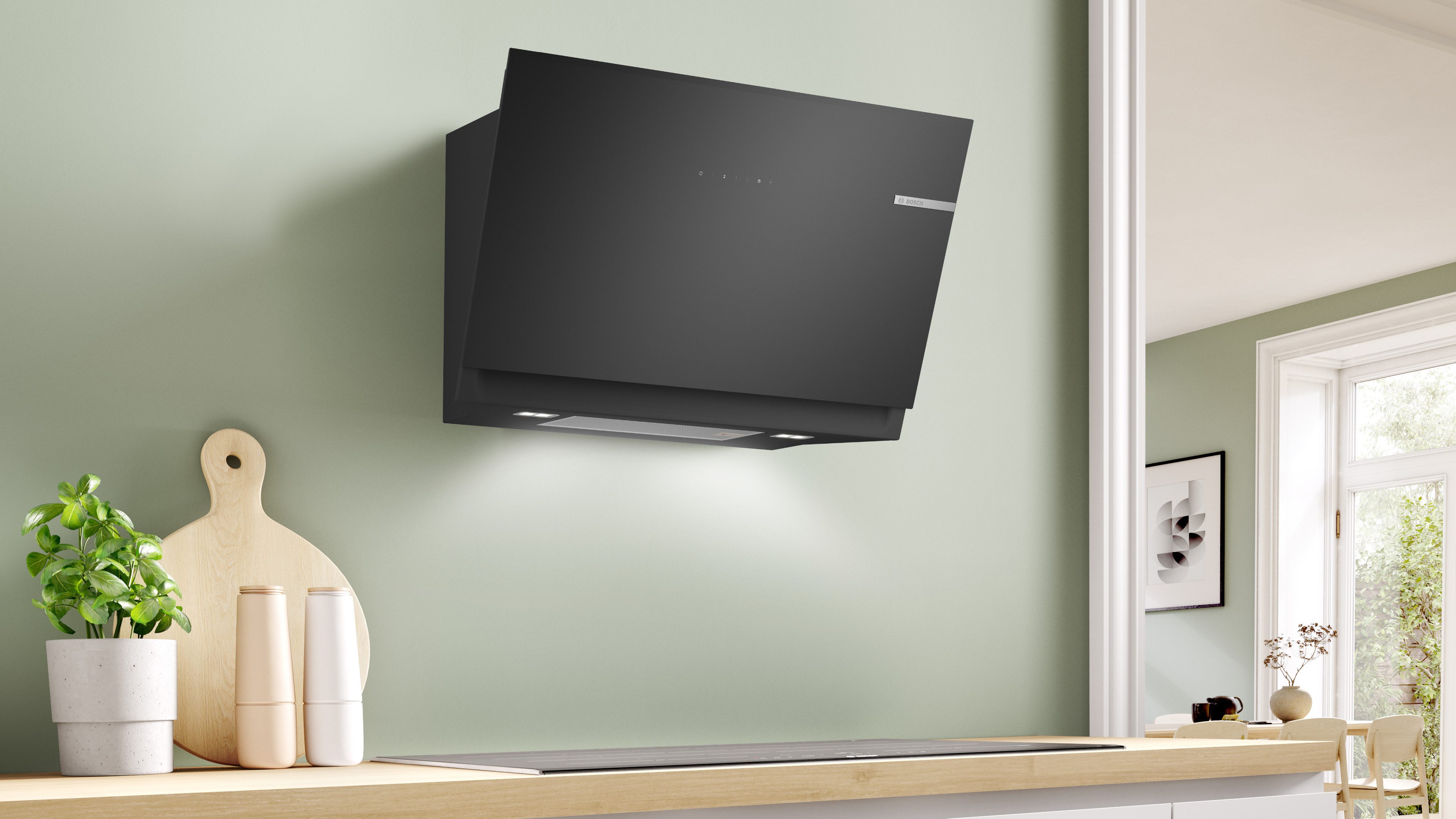 BOSCH Kopffreihaube DWJ81AN60 Serie Serie 6 DWJ81AN60, Leiser SilentPowerDrive & automatische Smart Hood Lüfteranpassung