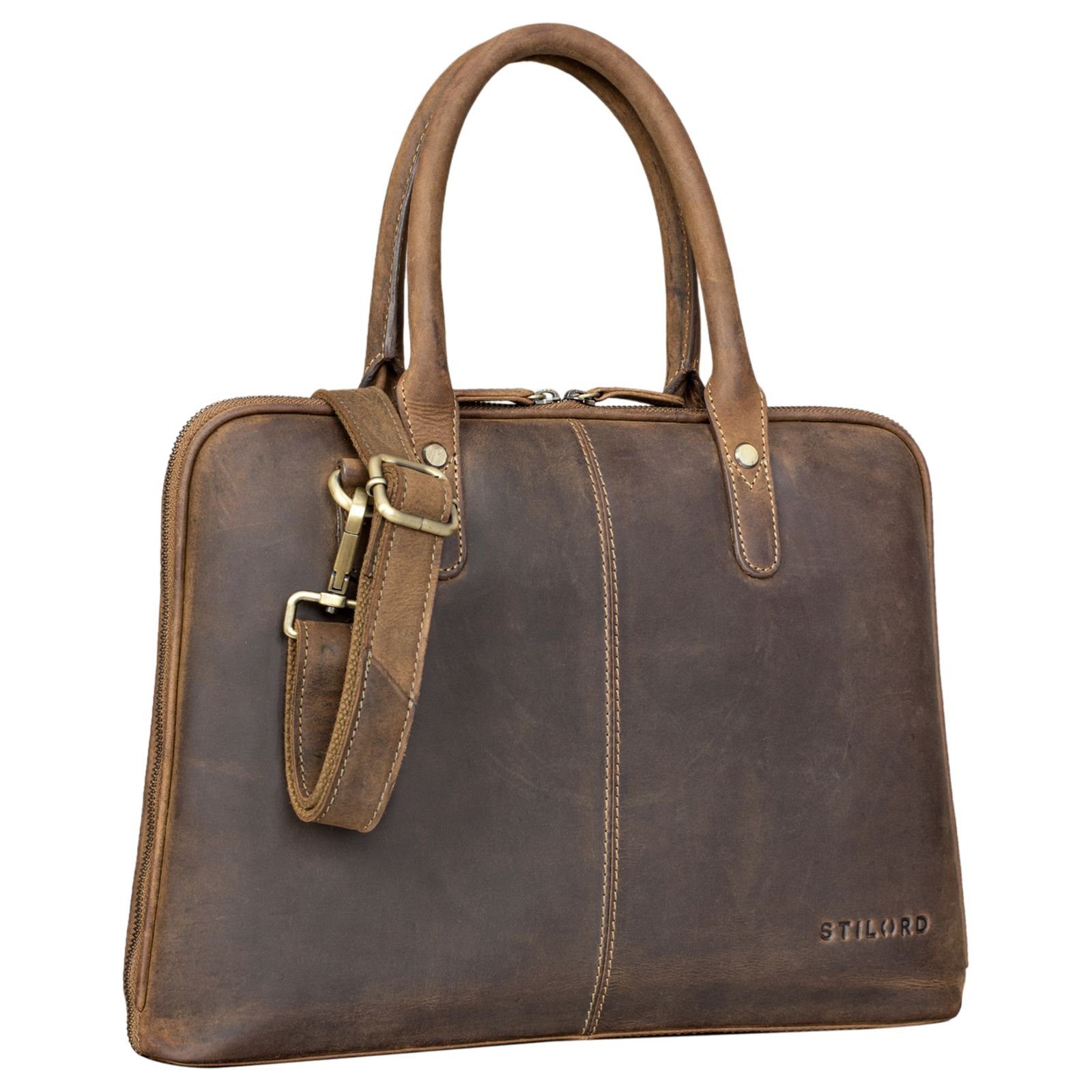 STILORD Handtasche Business "Jolie" mittel Tasche - braun Leder Frauen