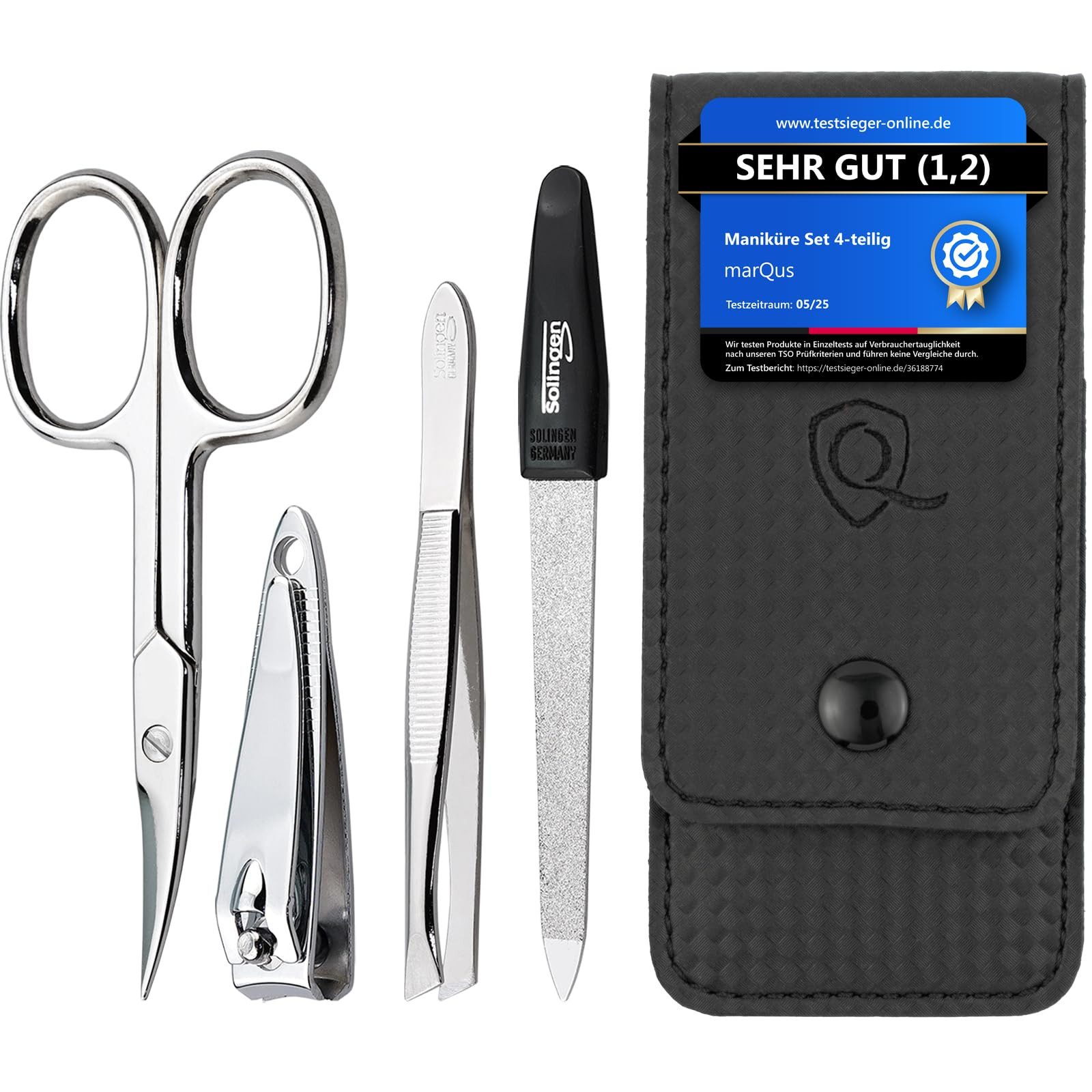 marQus Maniküre-Etui 4-teilig Praktisch und Kompakt- mit Feile aus Solingen, 4 tlg.