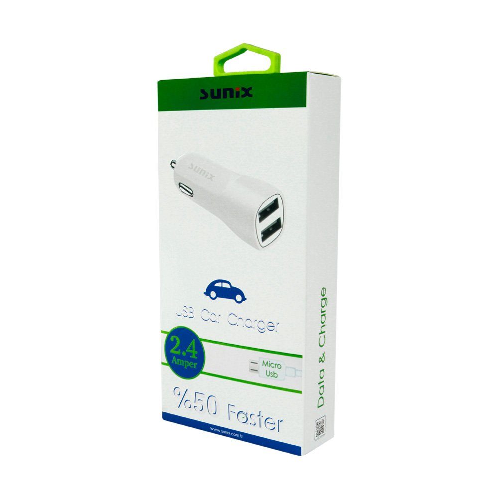 Sunix Sunix Kabel Port 2 + Schnellladegerät 12V Micro-USB KFZ Dual Universal Auto-Adapter