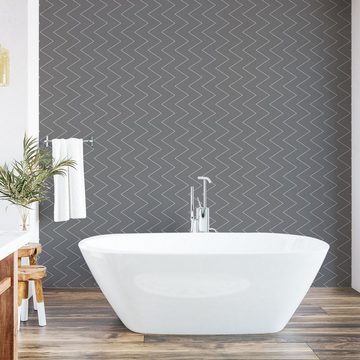 Abakuhaus Vinyltapete selbstklebendes Wohnzimmer Küchenakzent, Geometrisch Schwarzweiss Zigzags