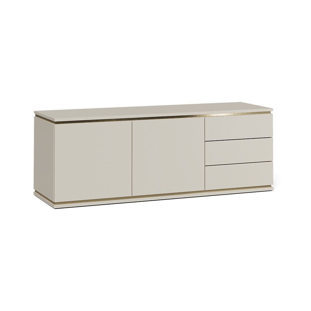 Vicco Lowboard Linette, Cashmere/Gold, 135 x 48.6 cm mit 2 Türen und 3 Schubladen (1 St)