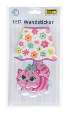 Idena Wandsticker Idena 31258 - LED Wandsticker Lampe Katze, mit Lichtsensor, ca. 21 x