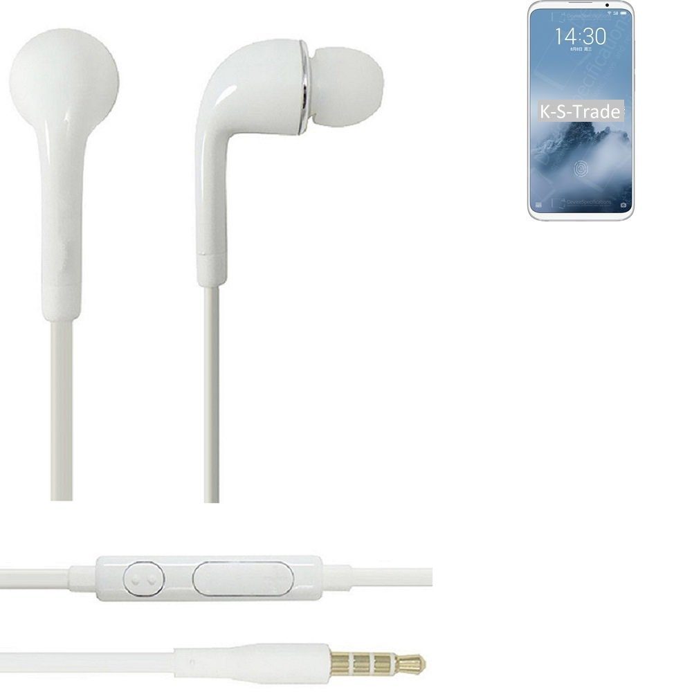 K-S-Trade Mikrofon Plus mit In-Ear-Kopfhörer 3,5mm) Headset 16th Lautstärkeregler weiß (Kopfhörer Meizu für u