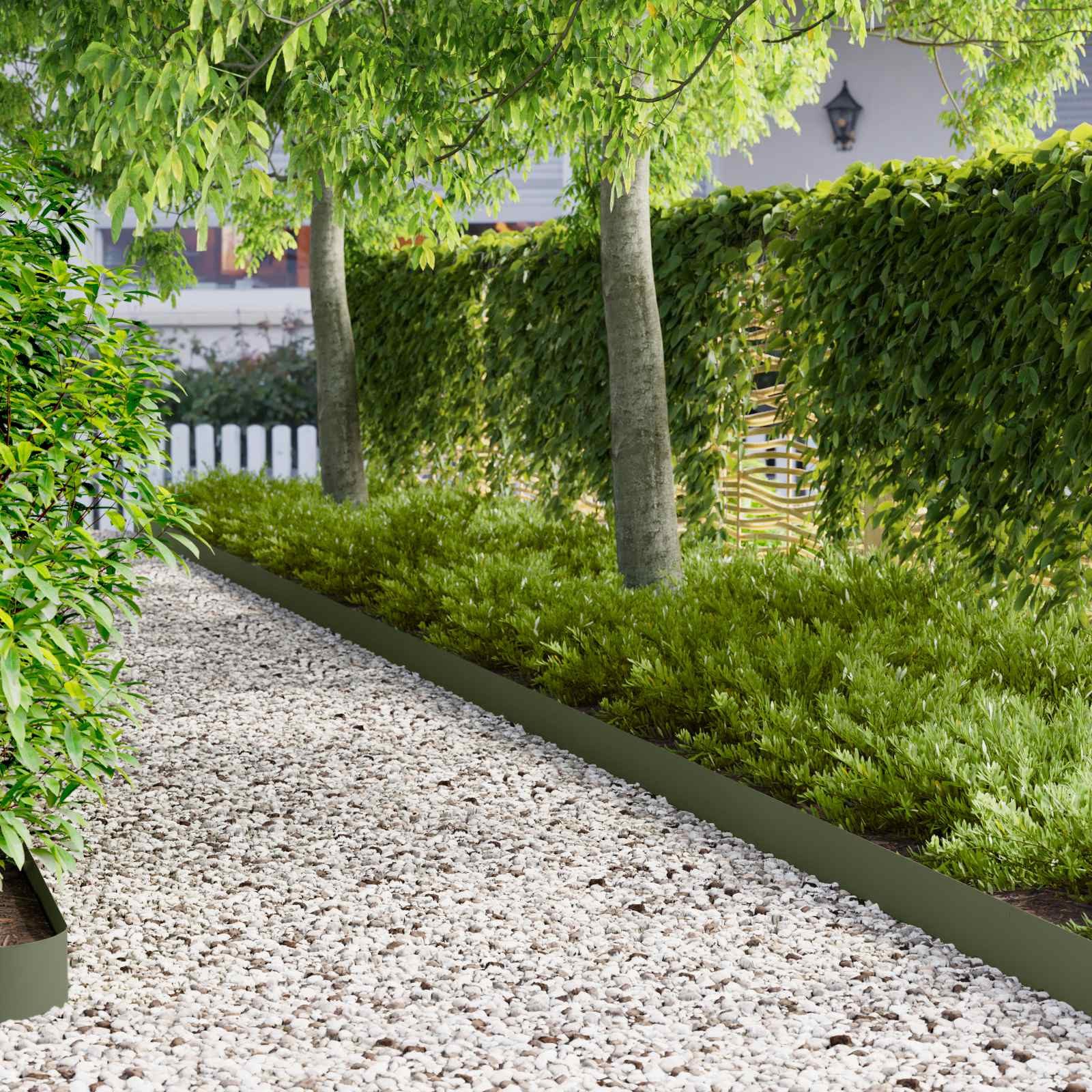 vidaXL Beetumrandung Raseneinfassung 30 Stk. 102 x 10 x 4 cm Stahl Olivgrün