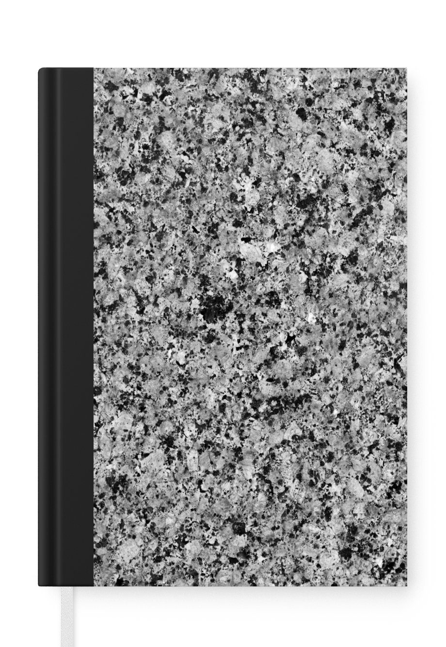 MuchoWow Notizbuch Granit - Schwarz - Kristall - Grau, Journal, Merkzettel, Tagebuch, Notizheft, A5, 98 Seiten, Haushaltsbuch