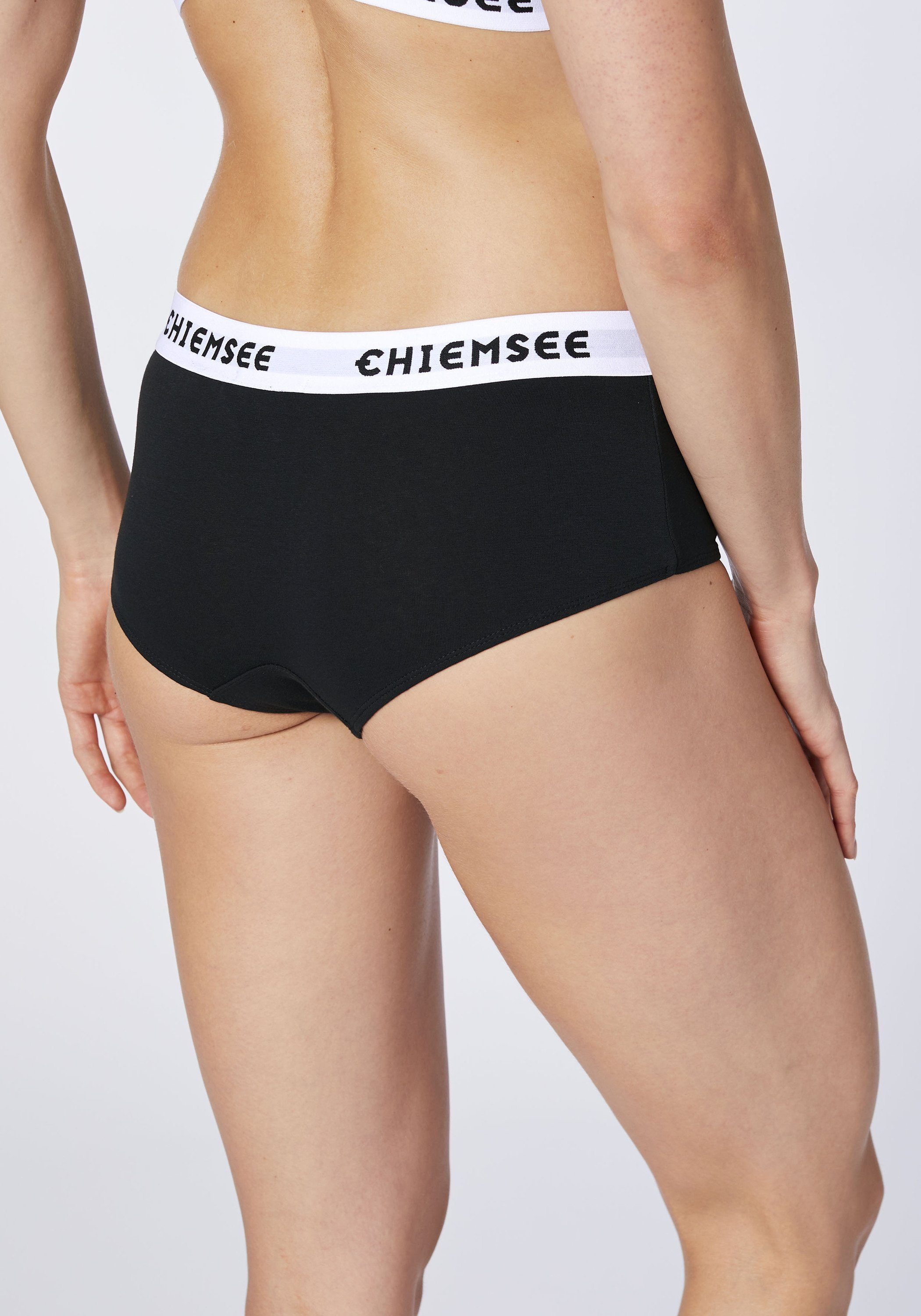 Chiemsee Hipster 3er-Pack Hipster-Panty mit Logo-Bund 3 (3er-Pack, 3-St) schwarz/grau