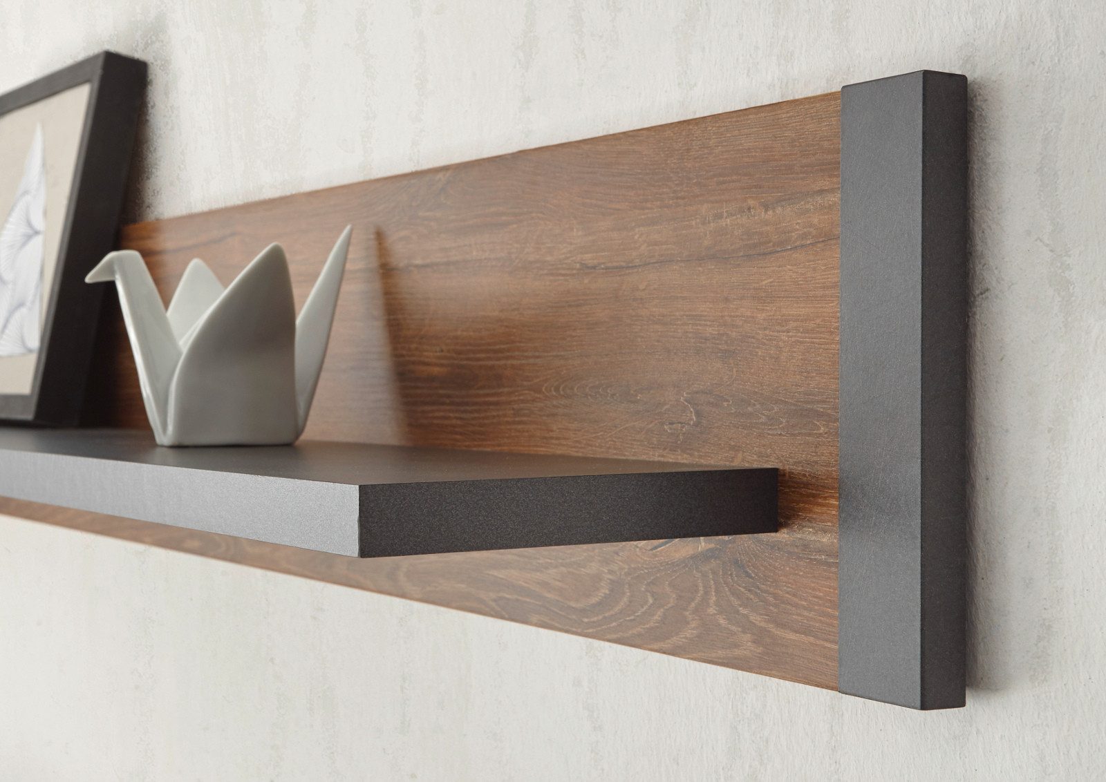 Furn.Design Wandboard Auburn, Wandregal in Eiche Stirling und Matera grau, Industrial Design