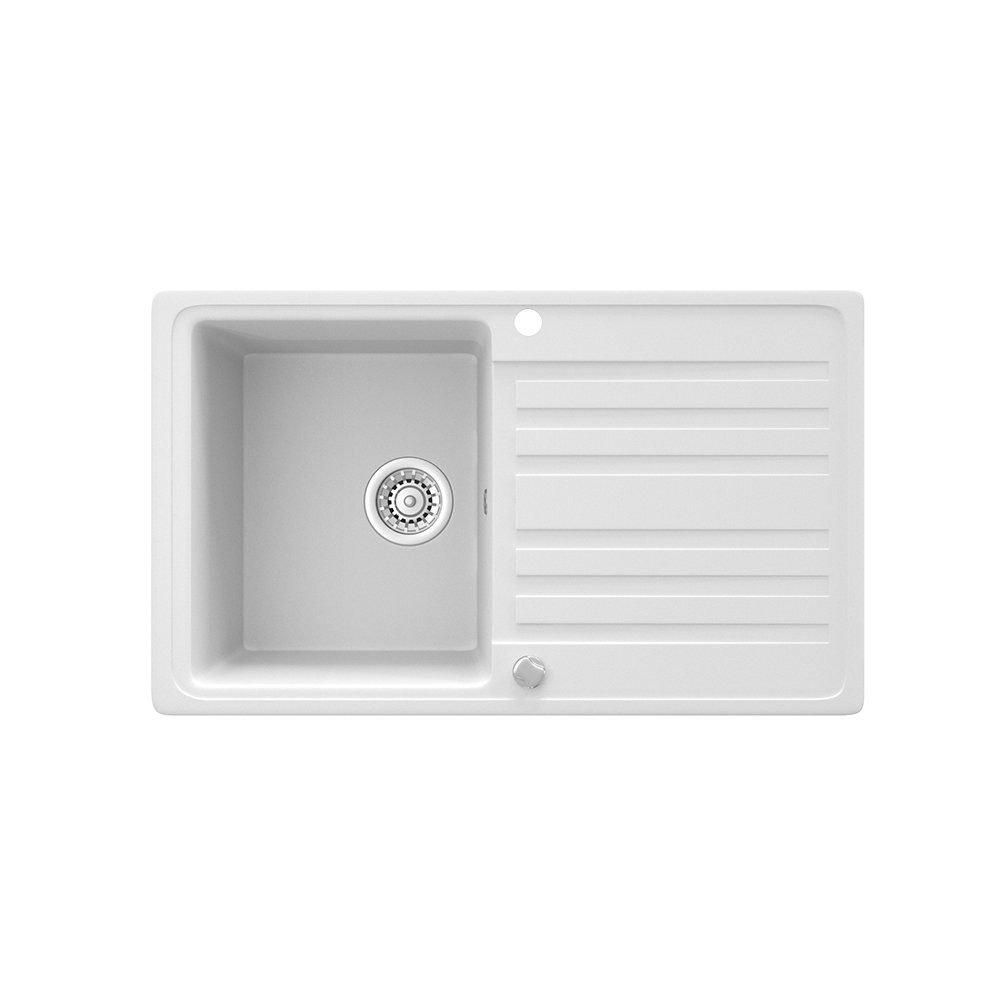 Weiß, Einbauspüle Bergstroem BERGSTROEM Küchenspüle Granitspüle beidseitig 76,5/46 montierbar Auflage cm, rechteckig, reversibel