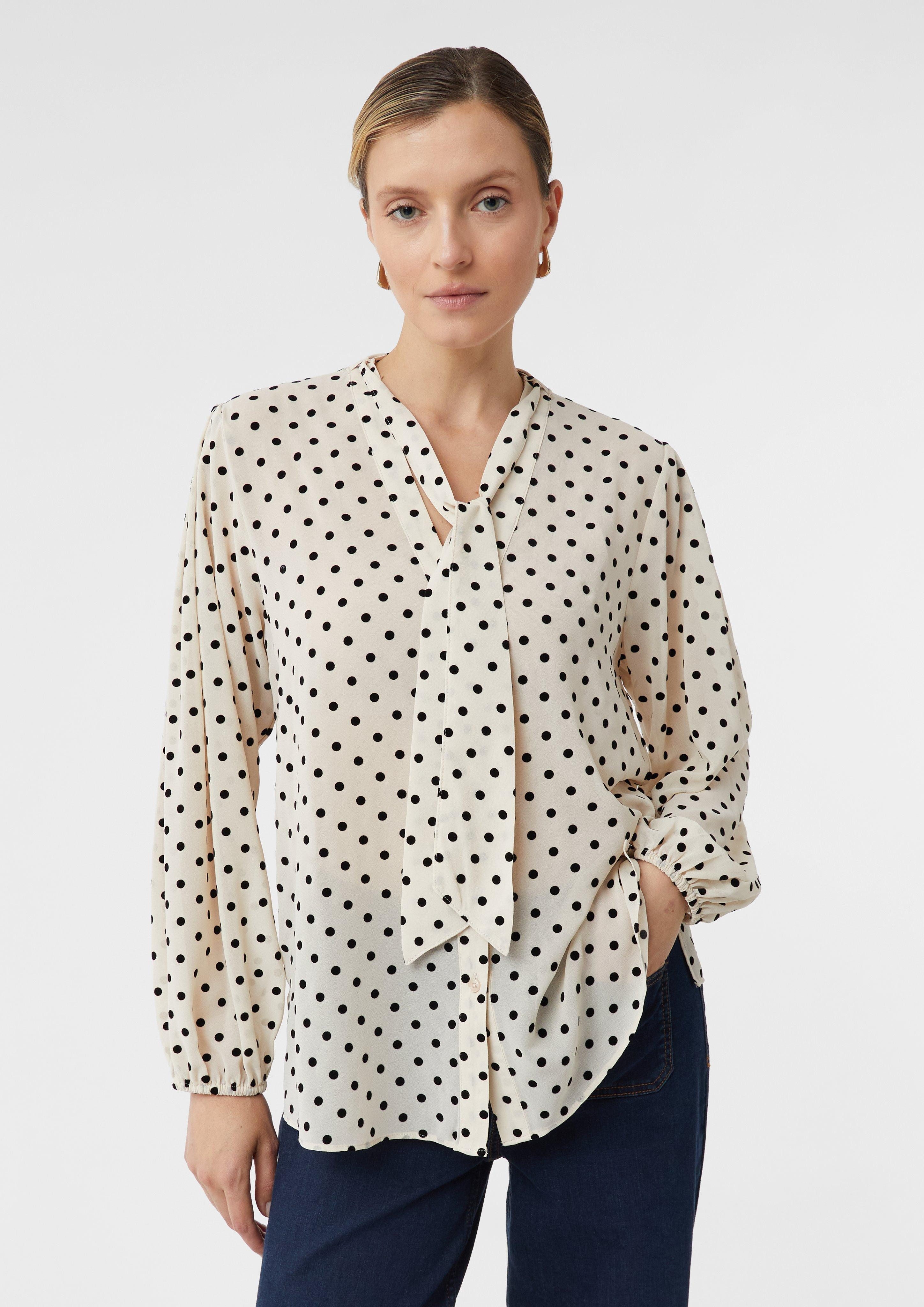 comma Langarmbluse Semitransparente Chiffonbluse mit Polka günstig online kaufen