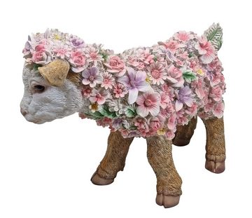 Fachhandel Plus Gartenfigur Ziege stehend mit Blumen, (1 St), lustige Gartendeko, handbemalte Tierfigur
