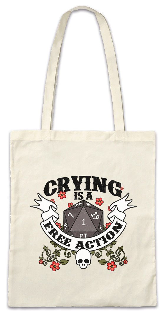 Urban Backwoods Beuteltasche RPG Crying Is A Free Action Stofftasche Dices D&D Dungeons Würfel Role (1-tlg), Play Playing Dragons