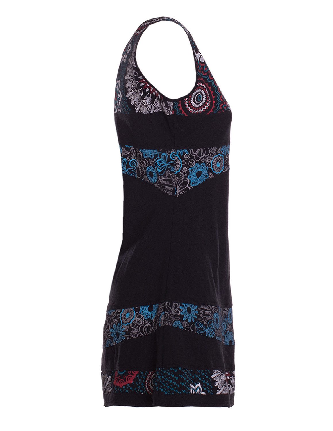 Vishes Sommerkleid Damen Ärmellos Bedruckt Patchwork Jersey Baumwolle Alternative Mode, Boho, Hippie, Ethno, Festival