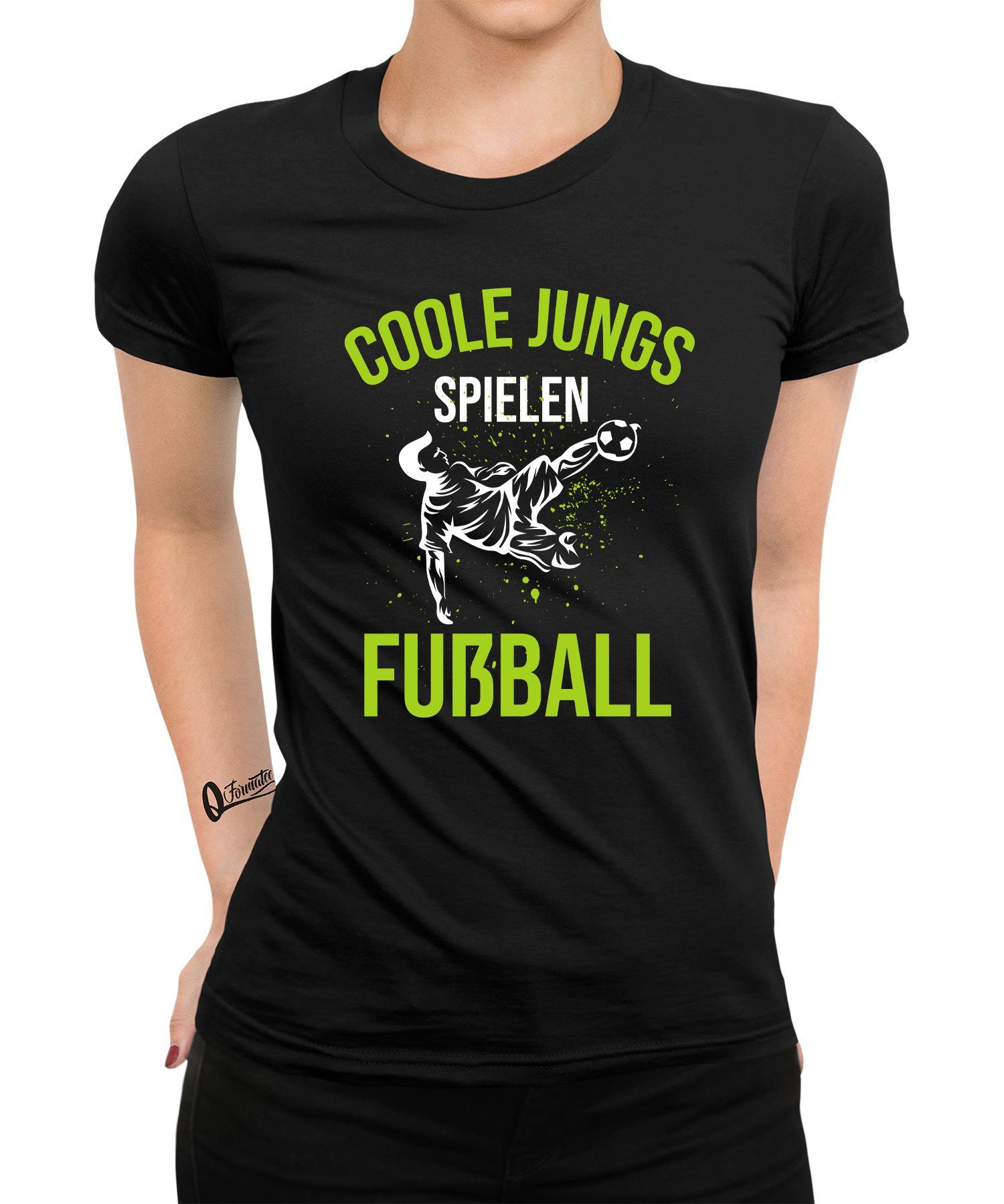Fußball spielen Fußballspieler Coole Kurzarmshirt (1-tlg) Jungs Quattro Damen Formatee Fußballer T-Shirt