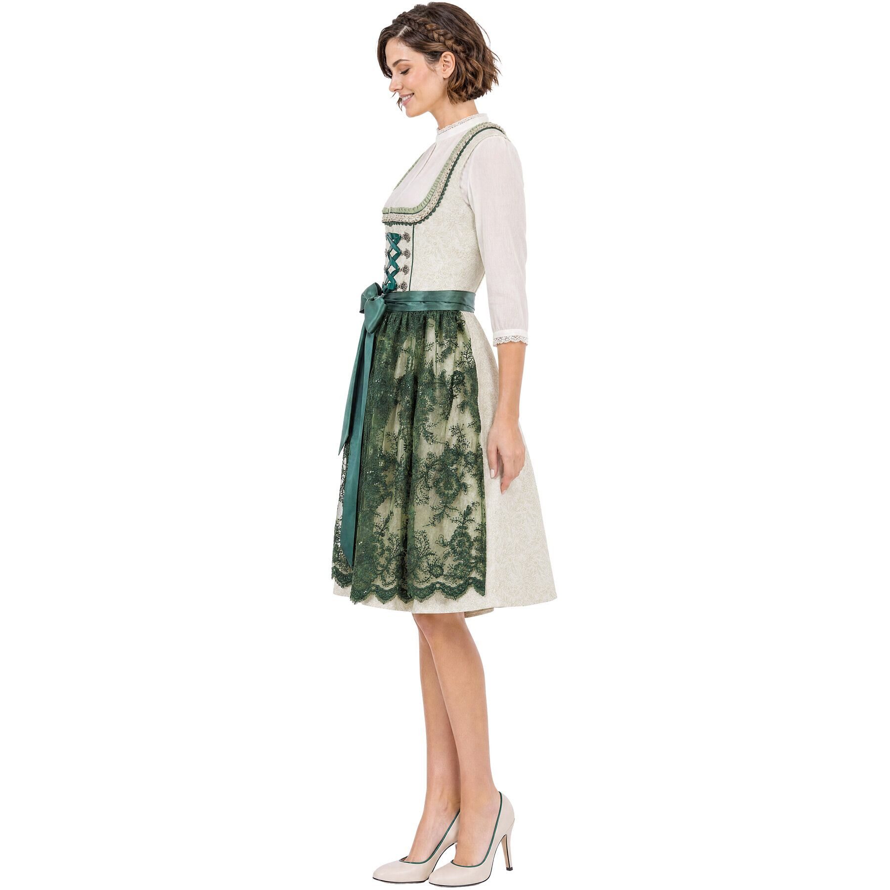 dressforfun Dirndl Elegantes Trachtenkleid mit Schürze und festlichen Details für Damen (Trachtendirndl Melanie, in Grün) ideal für Oktoberfest und traditionell – Bild 5 von 5