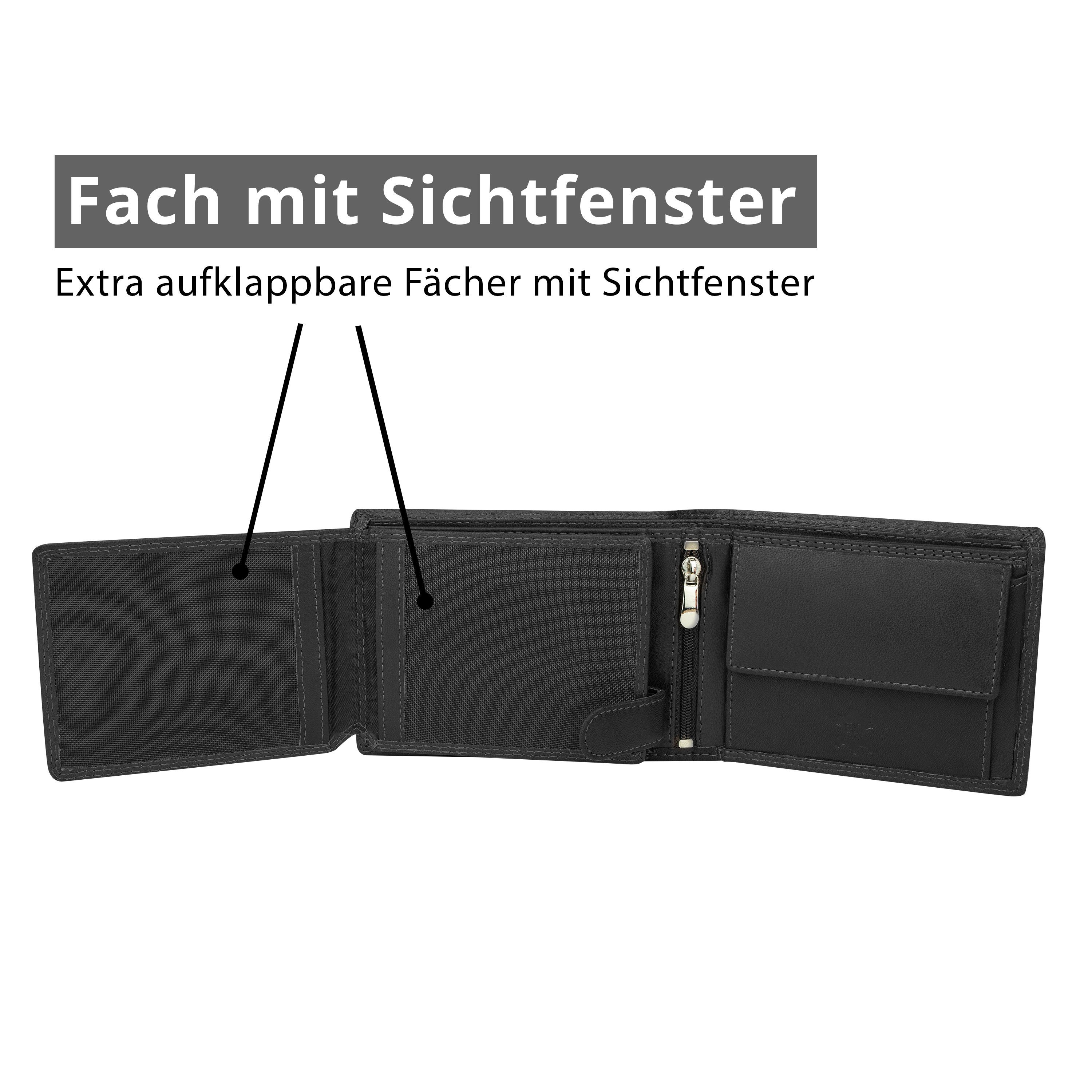 MOKIES Geldbörse Herren Portemonnaie G305 Nappa (querformat), 100% Echt-Leder, RFID-Schutz, Nappa-Leder, GESCHENKBOX