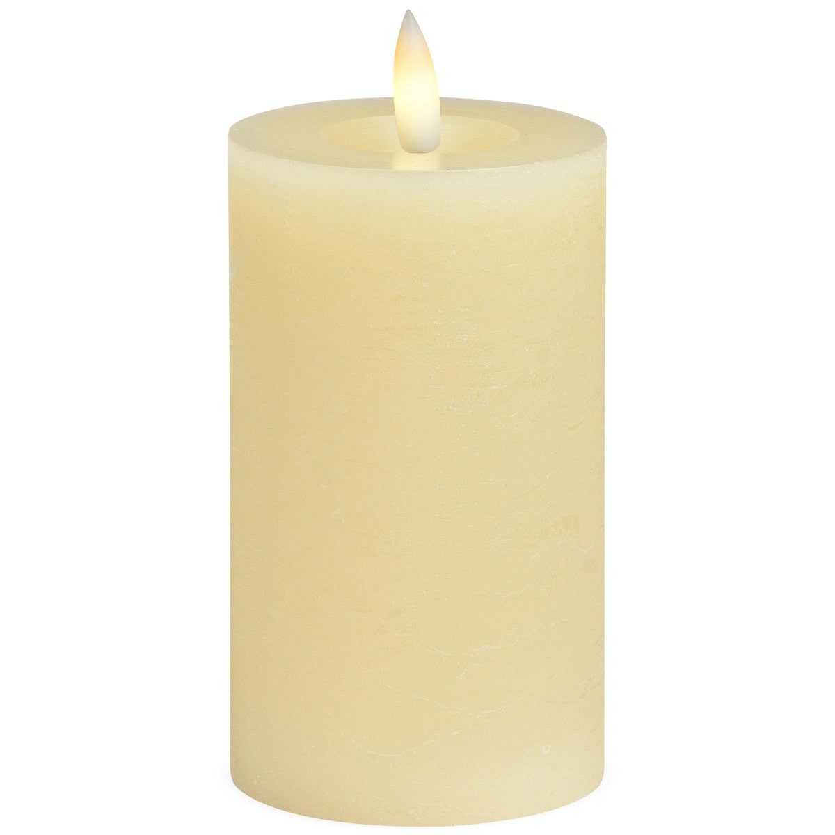 LED-Kerze LED Stumpen-Kerze Echtwachs-Kerze flackernd, 7x12 cm, Creme-weiß