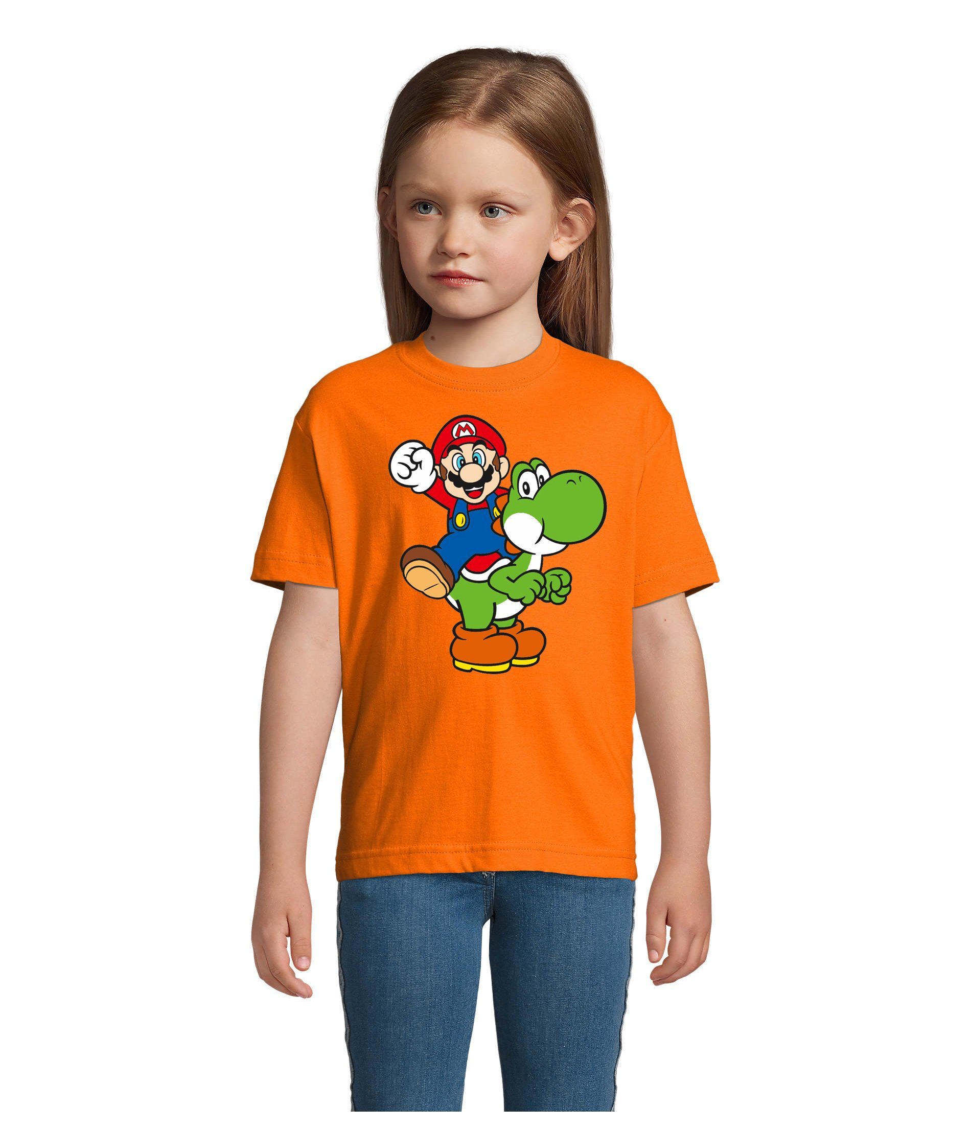 Blondie & Brownie T-Shirt Kinder Yoshi & Mario Konsole Retro Super Luigi