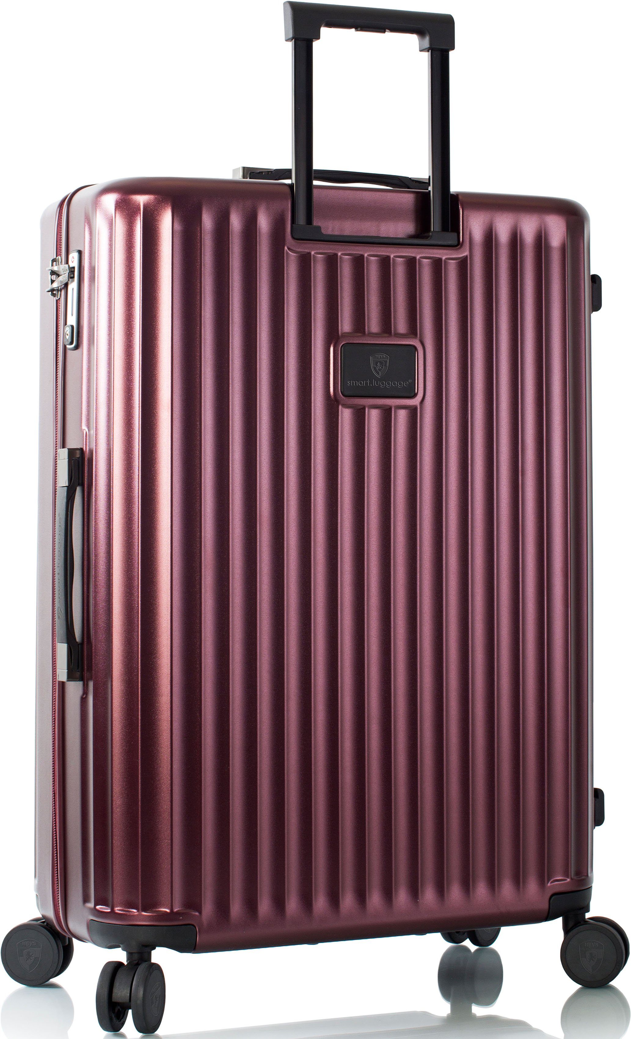 Hartschalen-Trolley Burgundy 4 venetztes Luggage®, vollständig mit 76 Smart Heys cm, Rollen, High-End-Gepäck App-Funktion