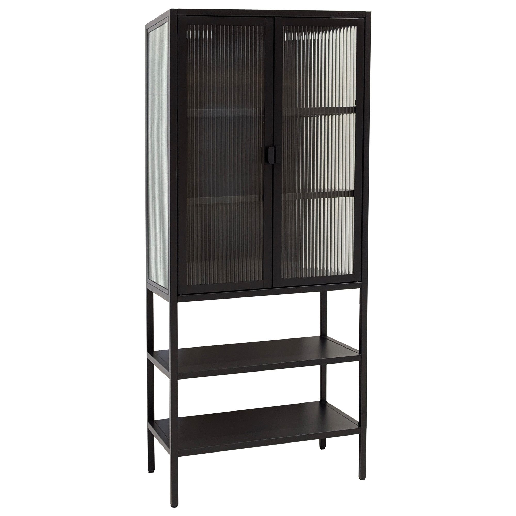 osoltus Raumteiler osoltus Vitrine Schrank Riffelglas Stahl cube Schwarz In günstig online kaufen