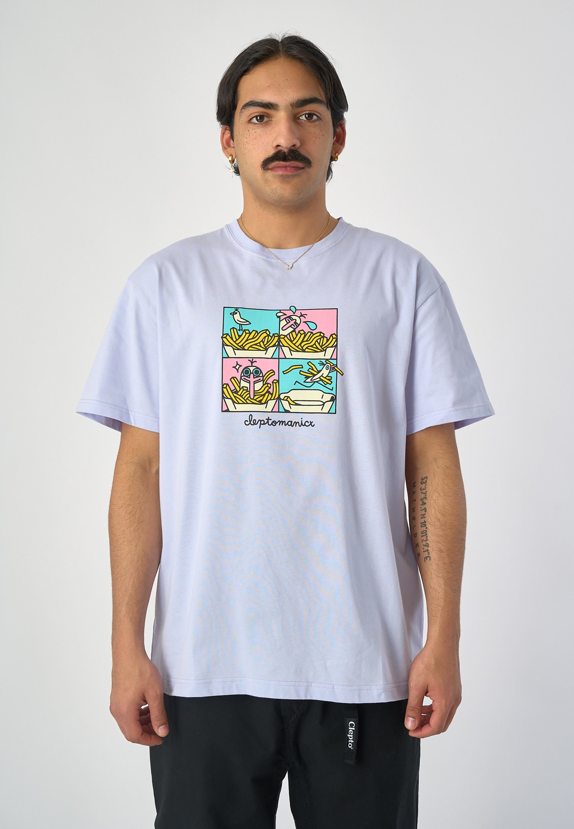 Cleptomanicx T-Shirt Stealy Gull mit coolem Frontprint hellblau