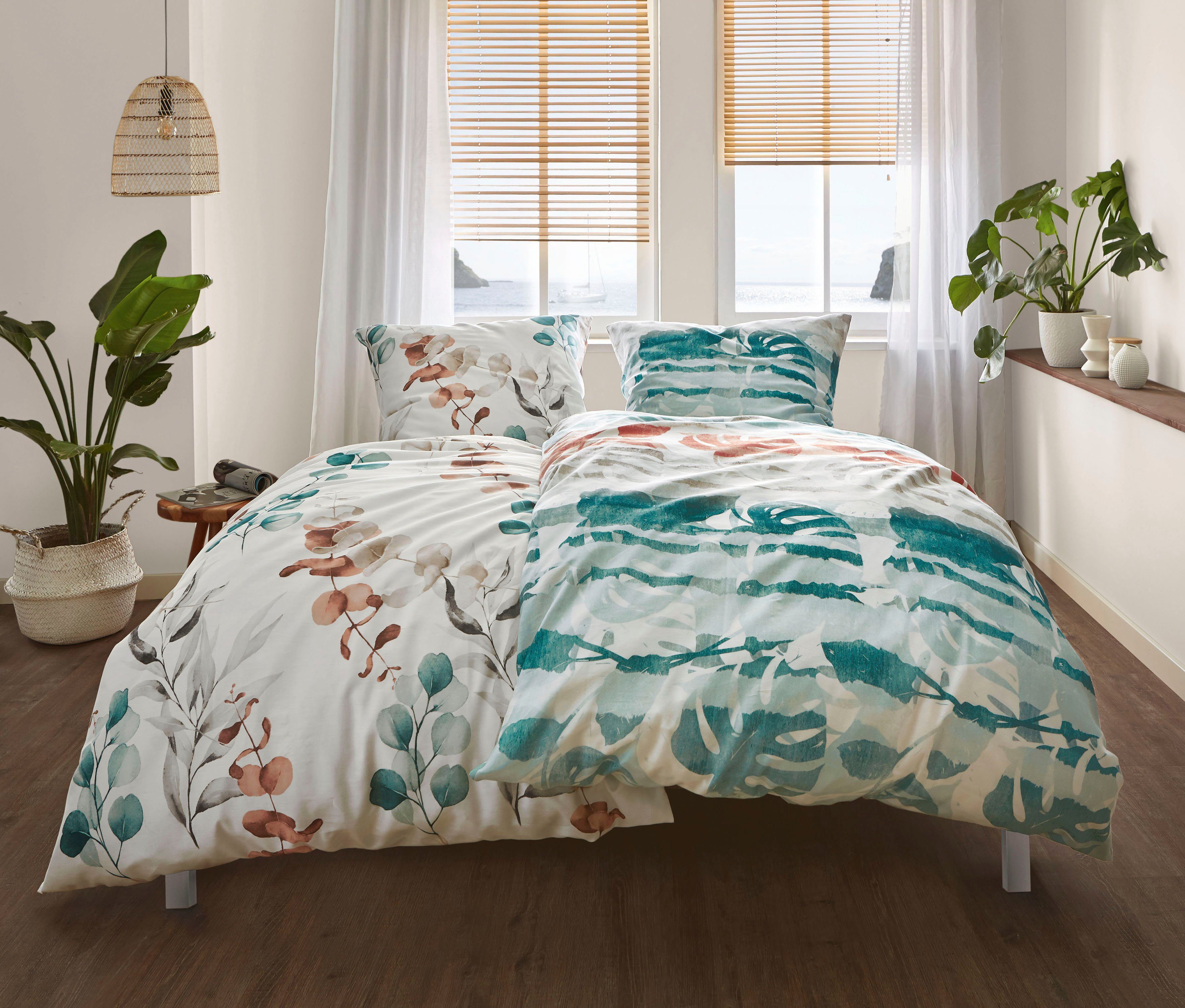 Kleine Wolke Bettwäsche Jill, Mako-Satin, 2 teilig, mit floralem Print – Bild 2 von 3