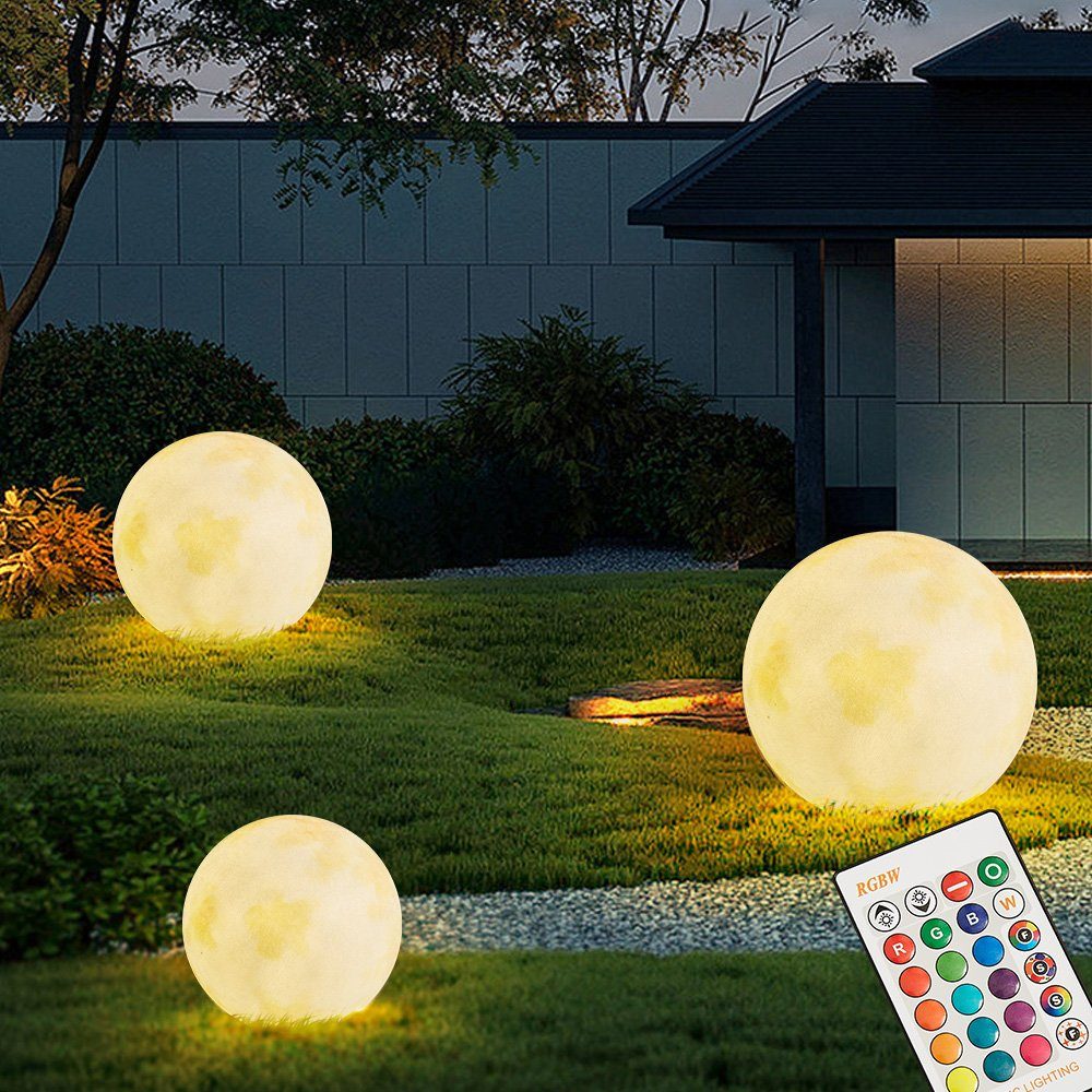 Euroton Leuchtkugel, Gartenleuchte Außenlampe RGBW Gartenleuchte 60cm wechselbar, LED LED LED Kugellampe Stromkabel