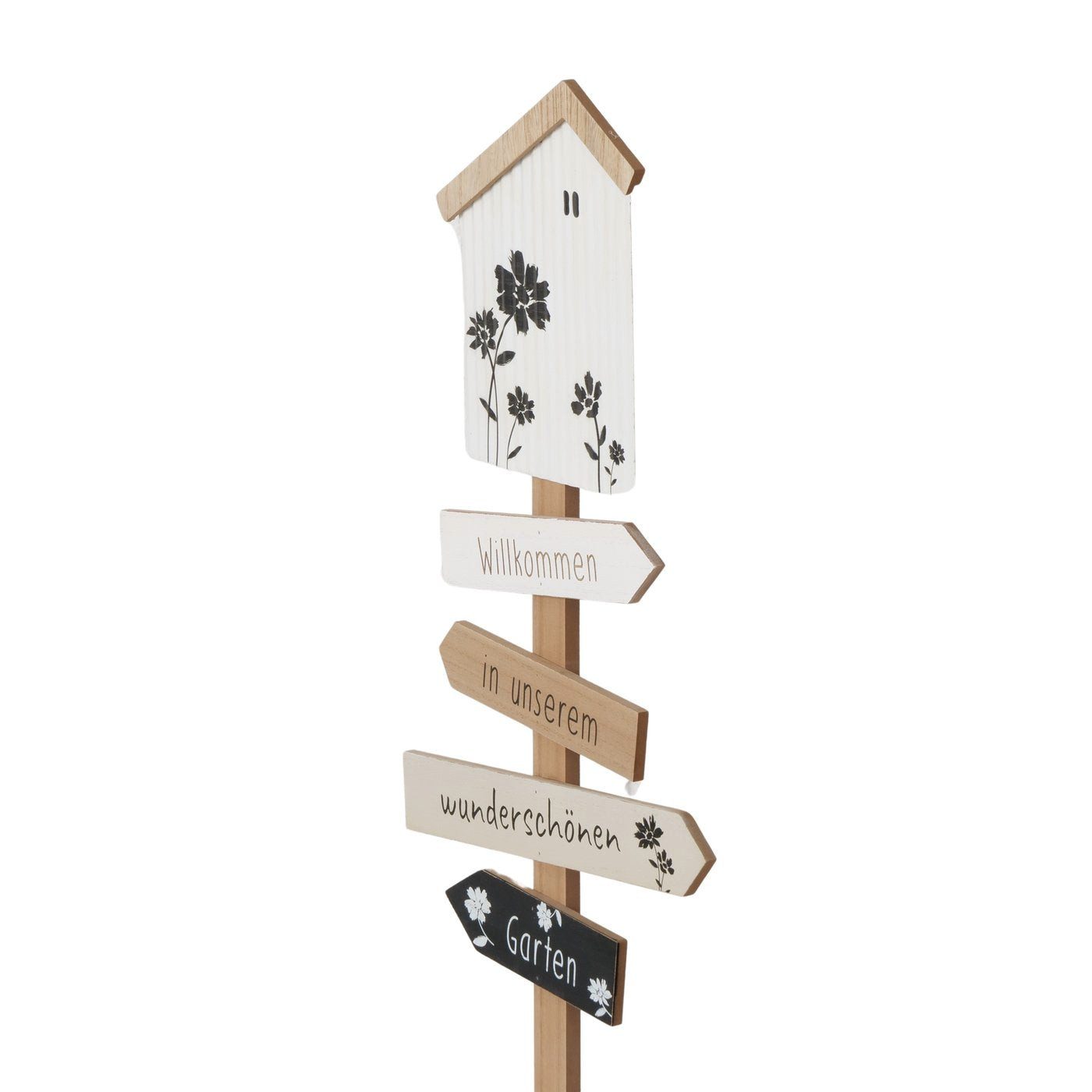 BOLTZE Gartenstecker Gartenstab aus Holz "Willkommen in unserem Garten" 100 cm in zwei Vari