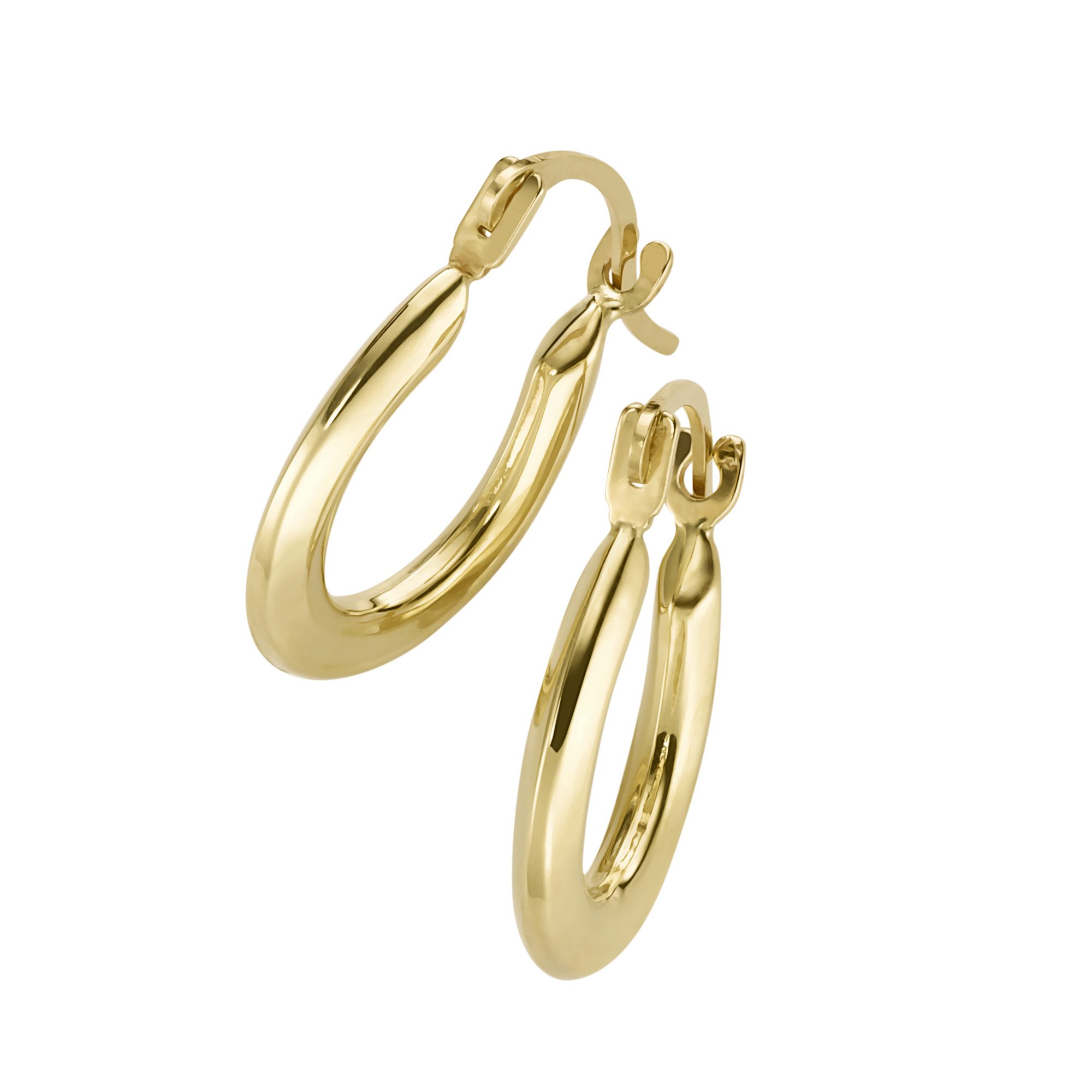 Luigi Merano Paar Creolen kantig, glänzend, Gold 585 günstig online kaufen