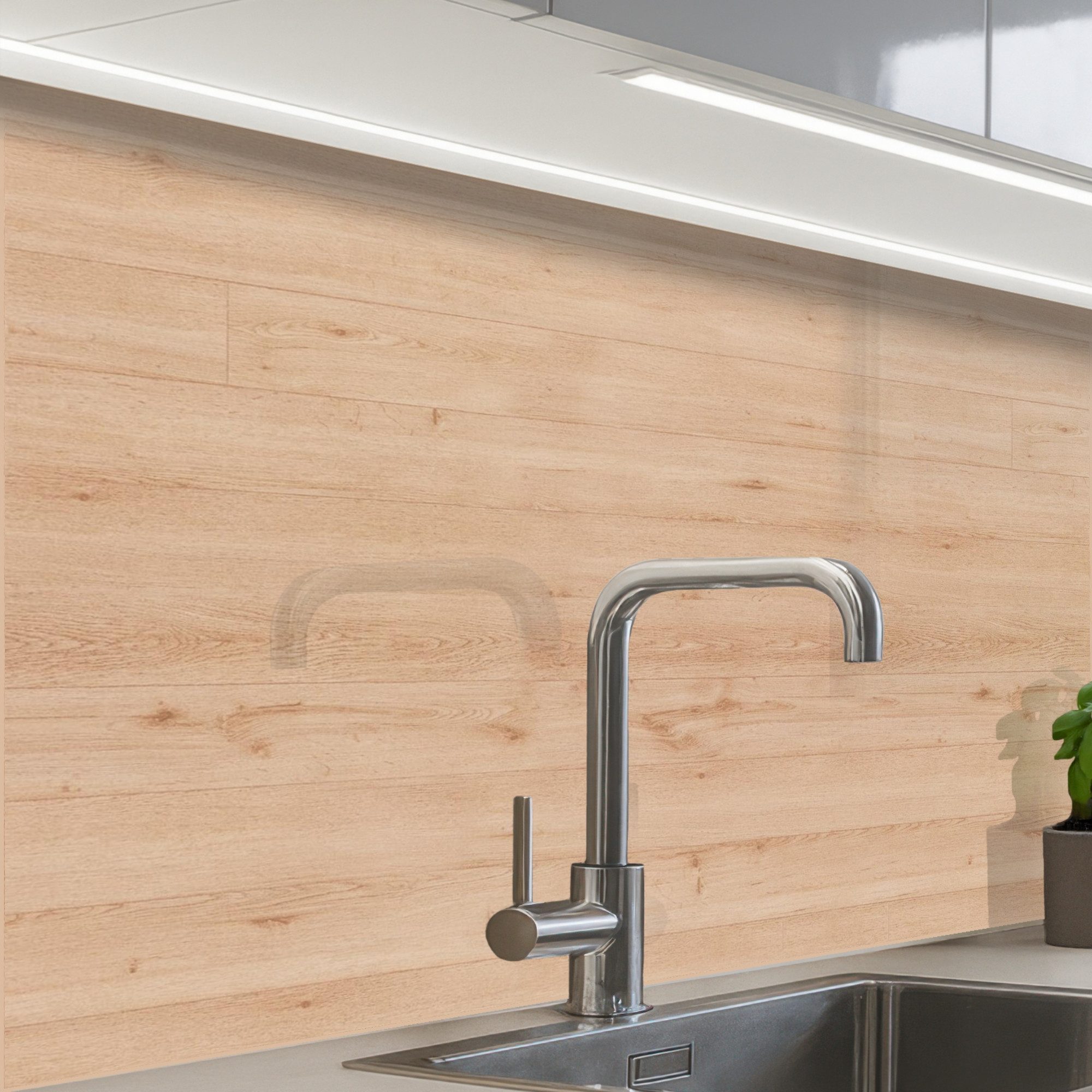 KitchenYeah Küchenrückwand selbstklebend Holz - Muster - Regale, (1-tlg), Spritzschutz, Küche, Rückwand, Küchenwand, Küchenfront, 80x60 cm