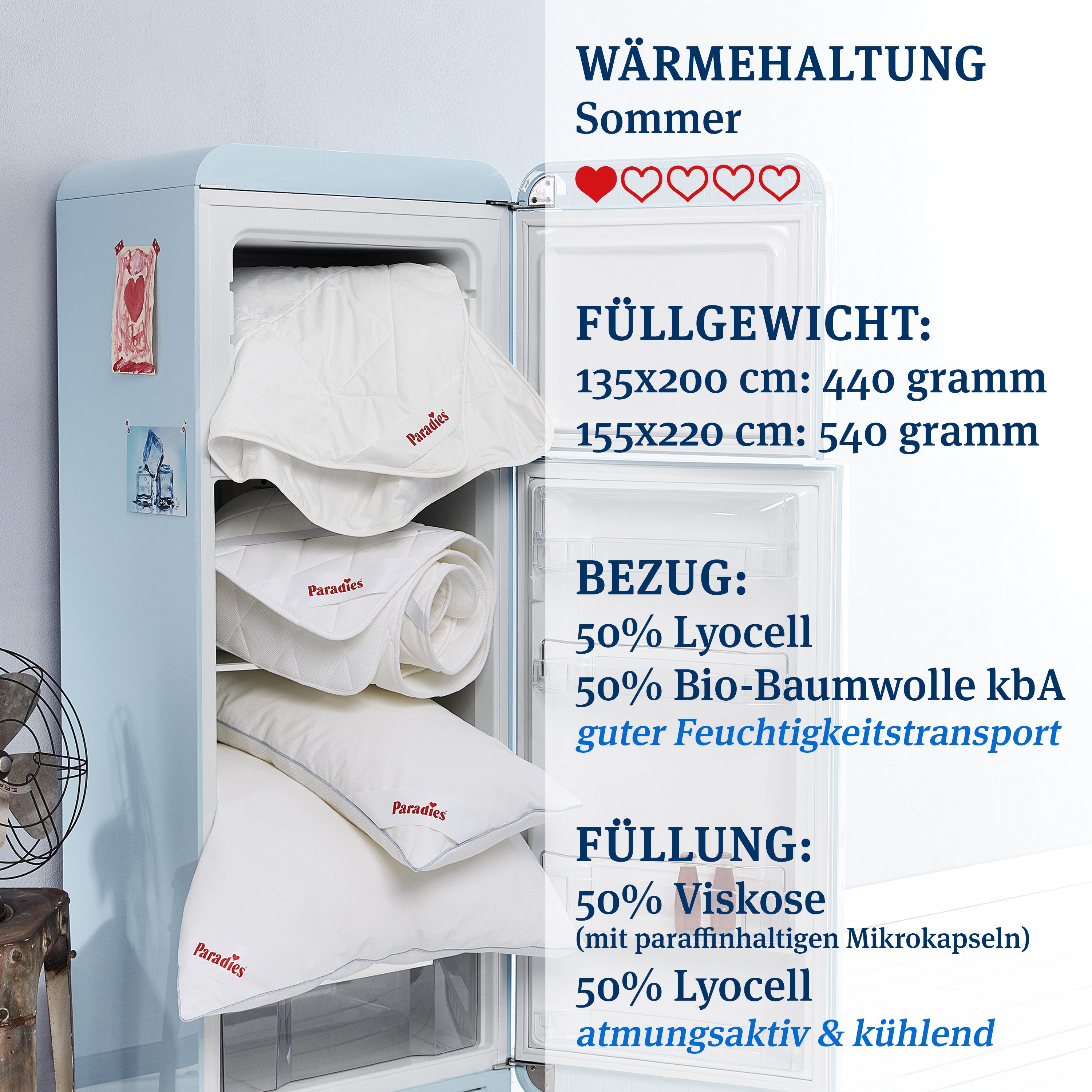Paradies Sommerbettdecke Cool Dream Bio, Füllung: günstig online kaufen