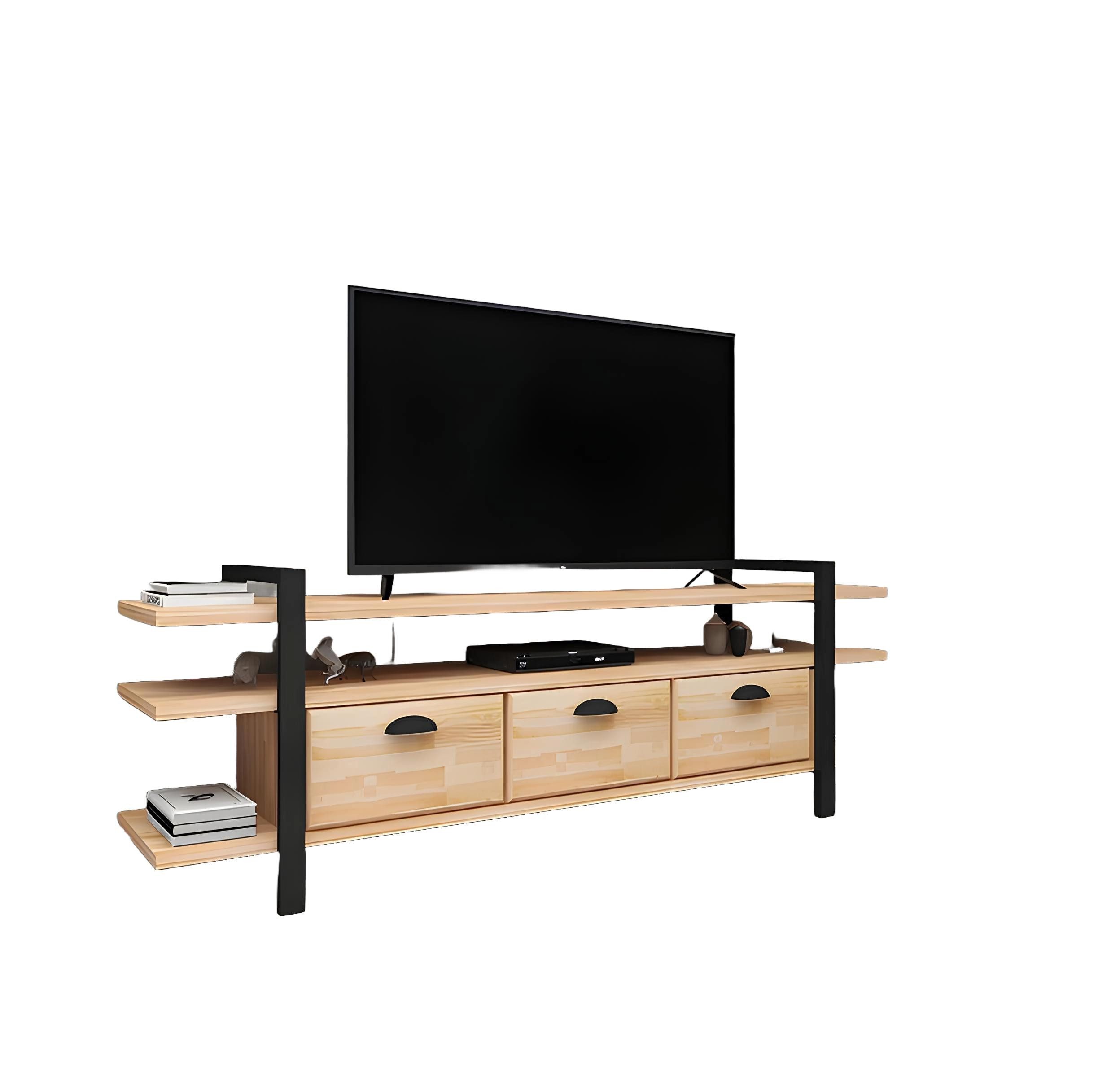 TV-Schrank Beiger TV-Ständer Stilvolles RTV Luxuriöser Wohnzimmer Holz Lowboard