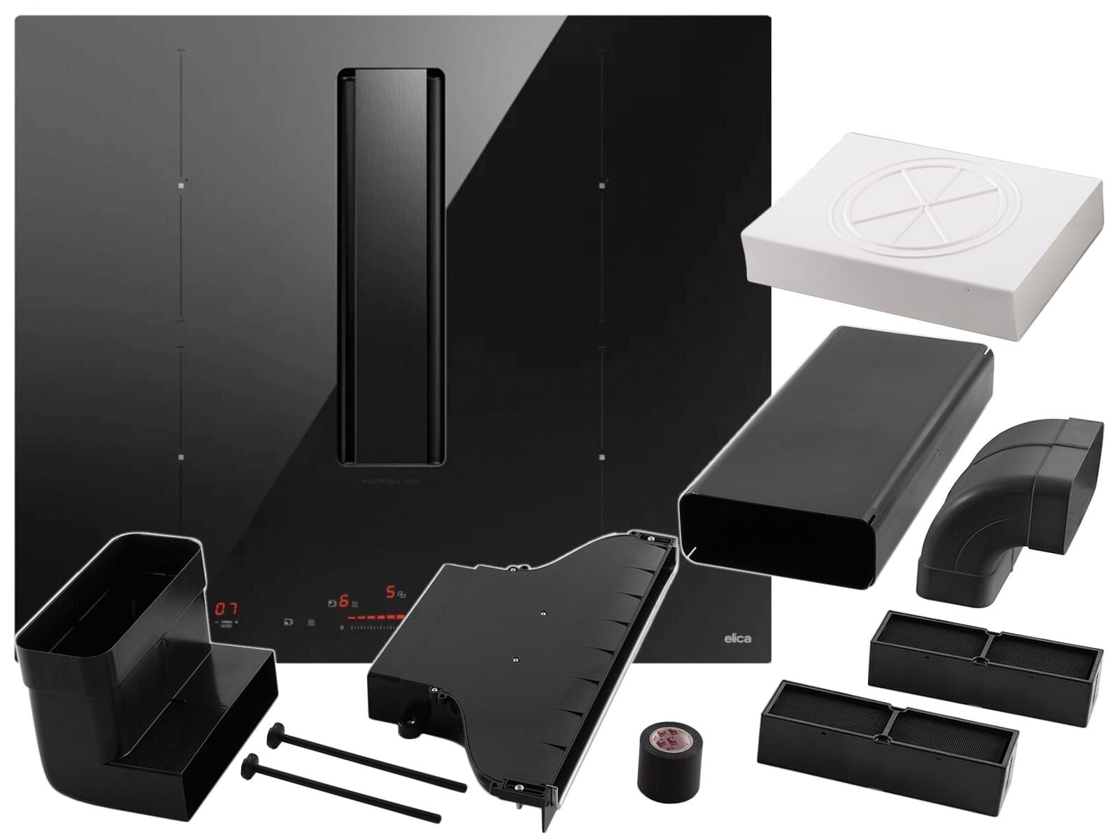 Elica Kochfeld mit Dunstabzug PRF0196211 + KIT0167757, Timer, TouchControl-Bedienung
