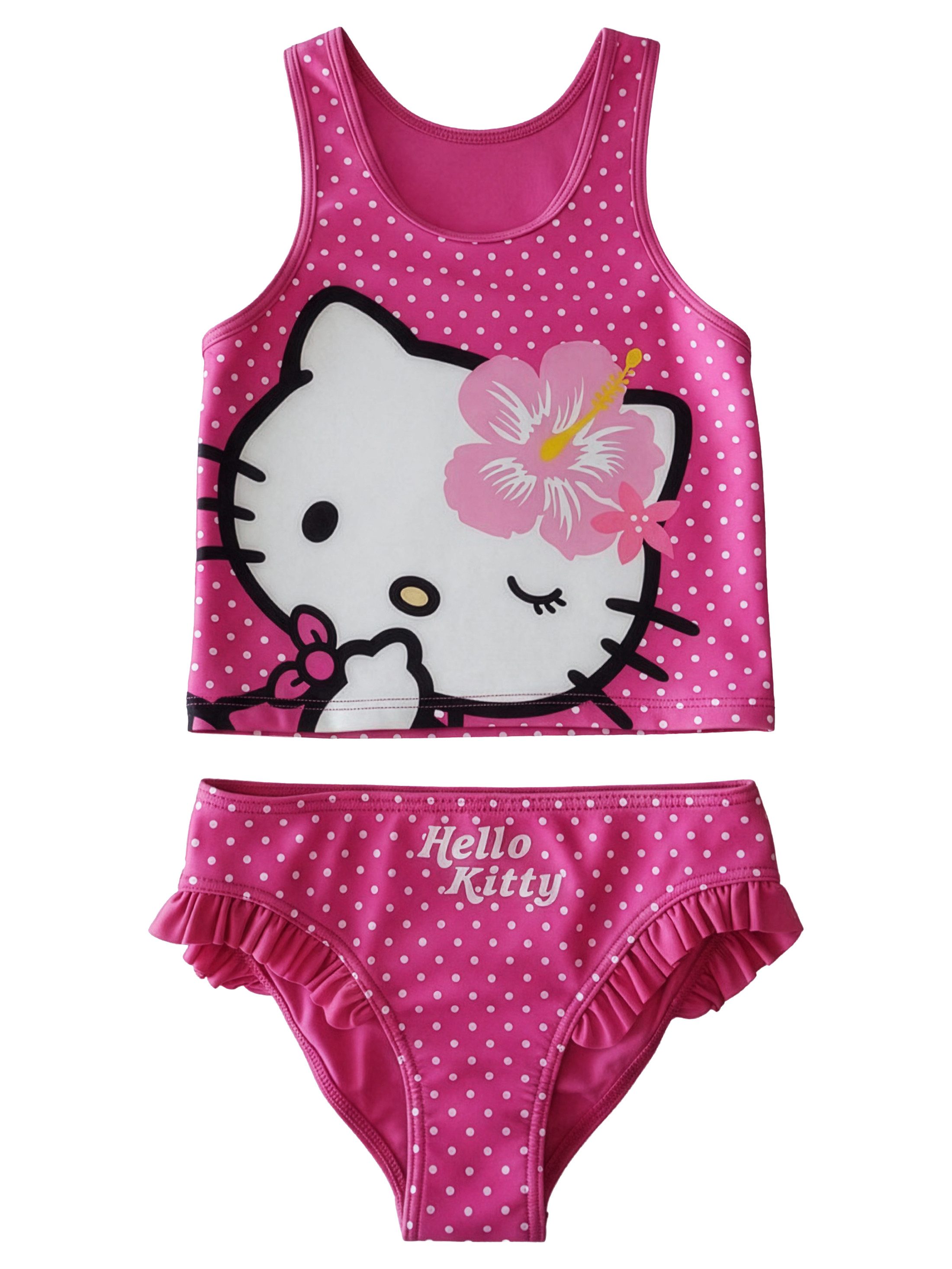 United Labels® Tankini Hello Kitty Tankini Badeanzug mit Rüschen Zweiteiler Schwimmanzug