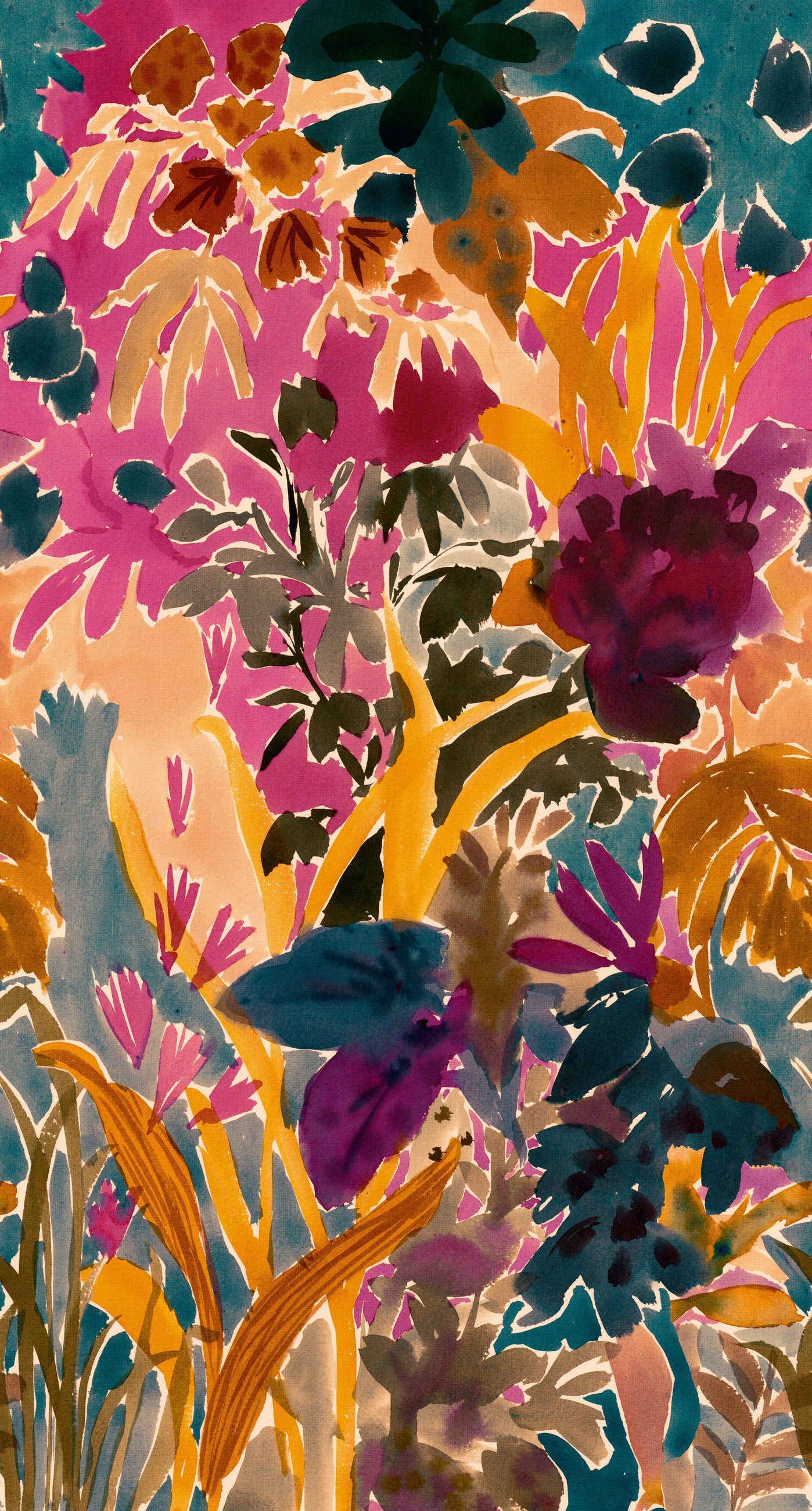 Rasch Fototapete bunte Blumen in Pink, Honey, Roomblush - RB459, glatt, botanisch, floral, geblümt, (1 St)