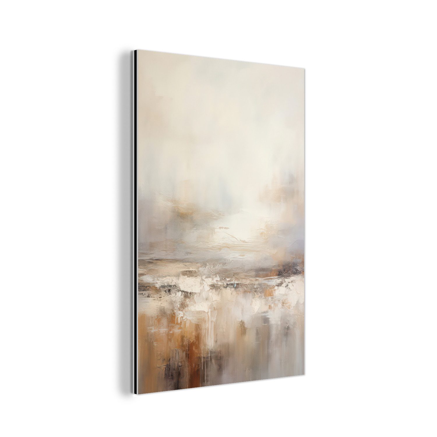 MuchoWow Metallbild Kunst - Industriell - Grau - Braun - Abstrakt, Inkl. Aufhängung, Alu-Dibond-Druck, Wanddeko aus Metall, Aluminium deko, 60x90 cm