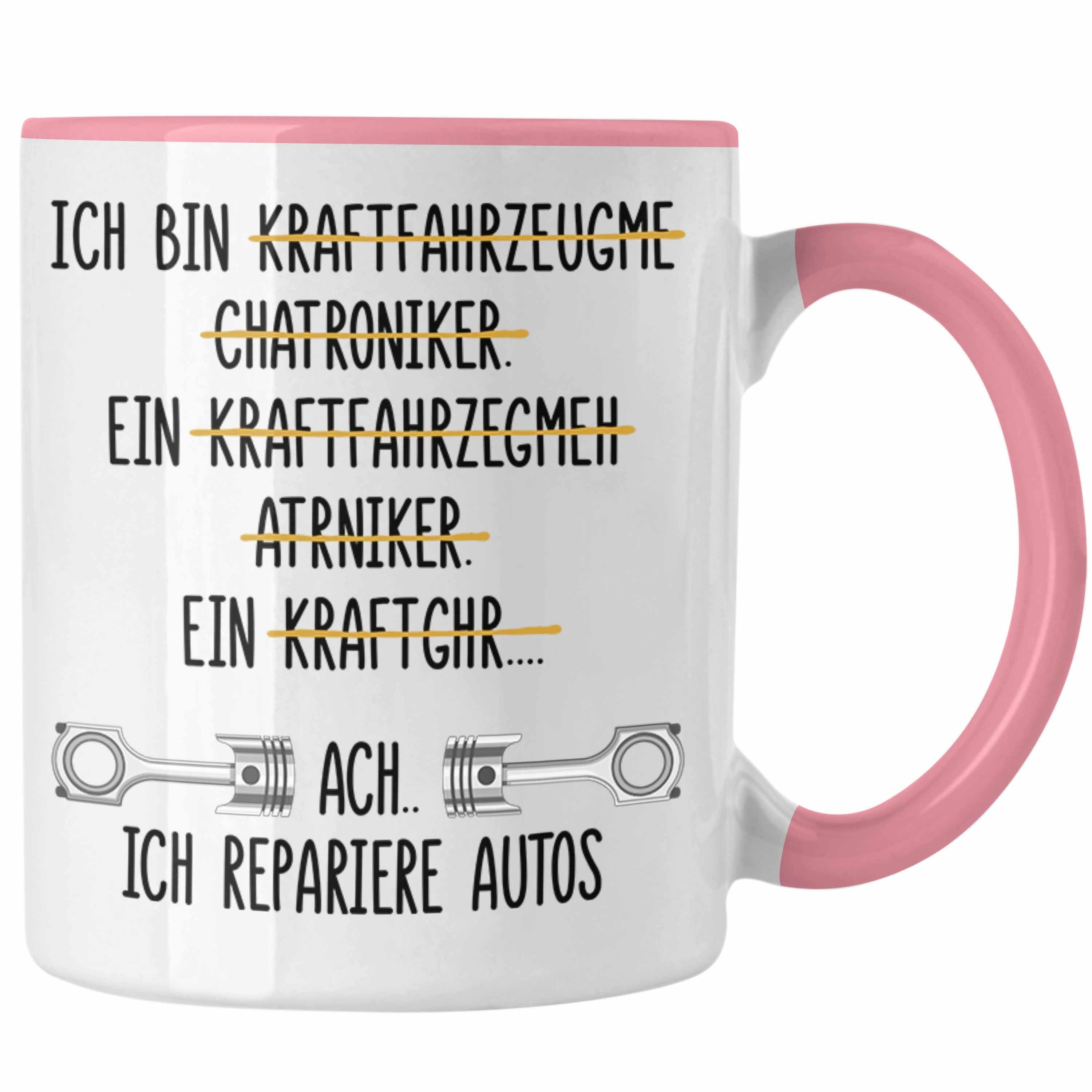 Trendation Tasse Trendation - KFZ Mechaniker Geschenk Lustig Tasse mit Spruch für Automechaniker Geschenkidee Kaffeetasse Werkstatt Rosa