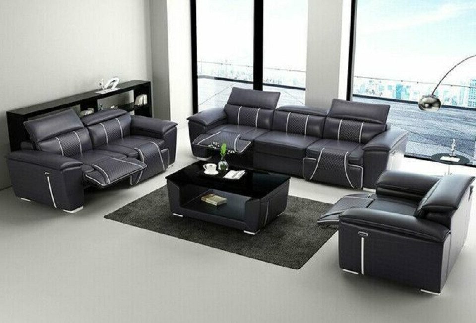 Xlmoebel Sofa Leder Sofagarnitur 3-1-1 Multifunktionssofa Sofort, 3 Teile, Hergestellt in Europa