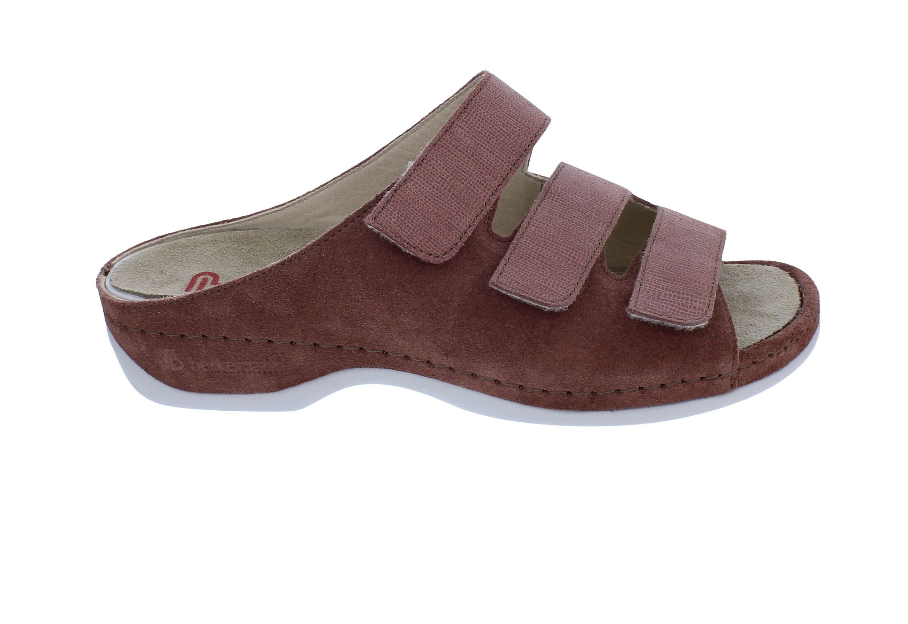 Berkemann Pantolette Franziska 1007-154, Velourleder, Braun-Rosé, Weit Pantolette