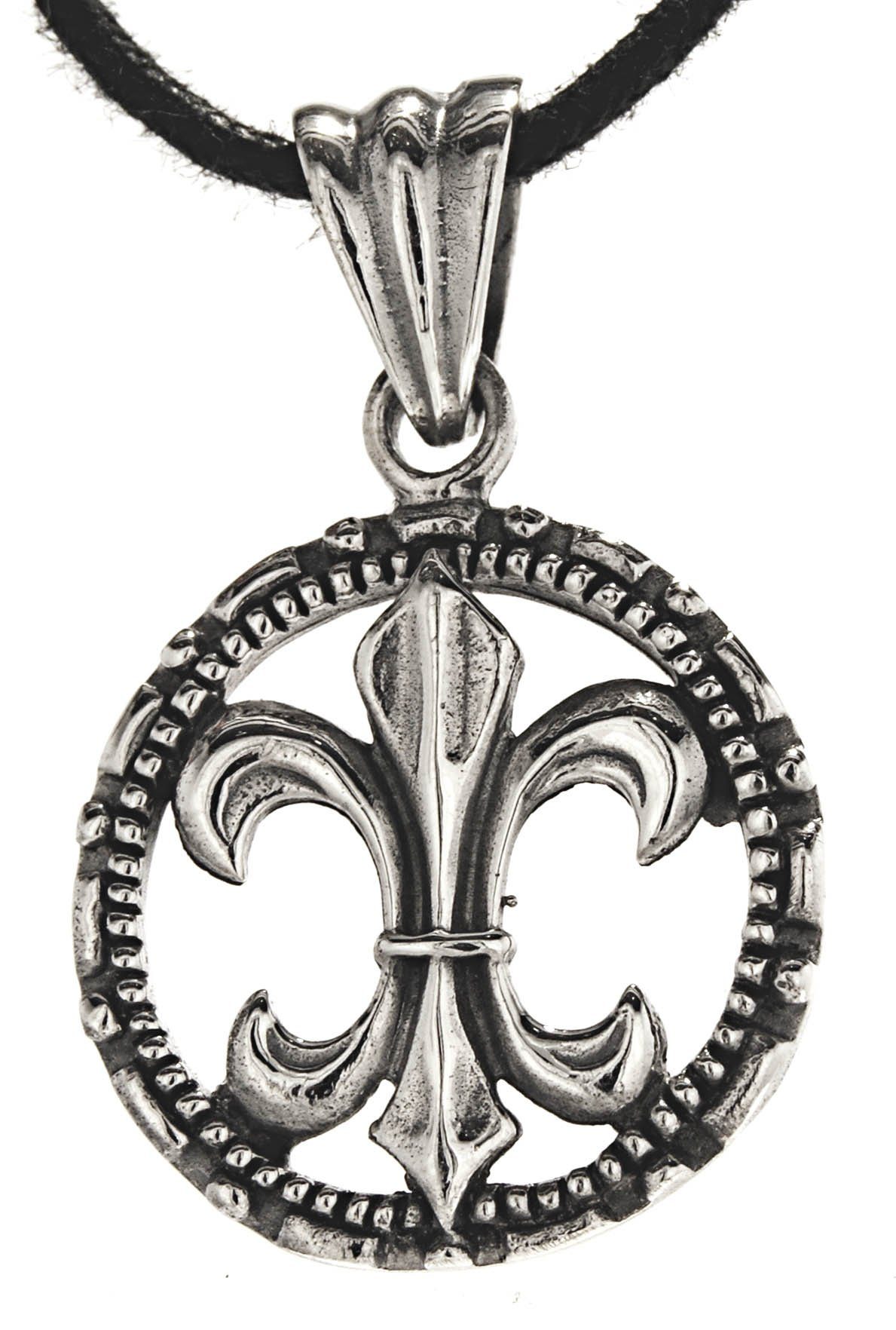 Kiss of Anhänger Fleur 925 Lys Lilie Lis / französische Fleur-de-Lis Leather Silber de Kettenanhänger