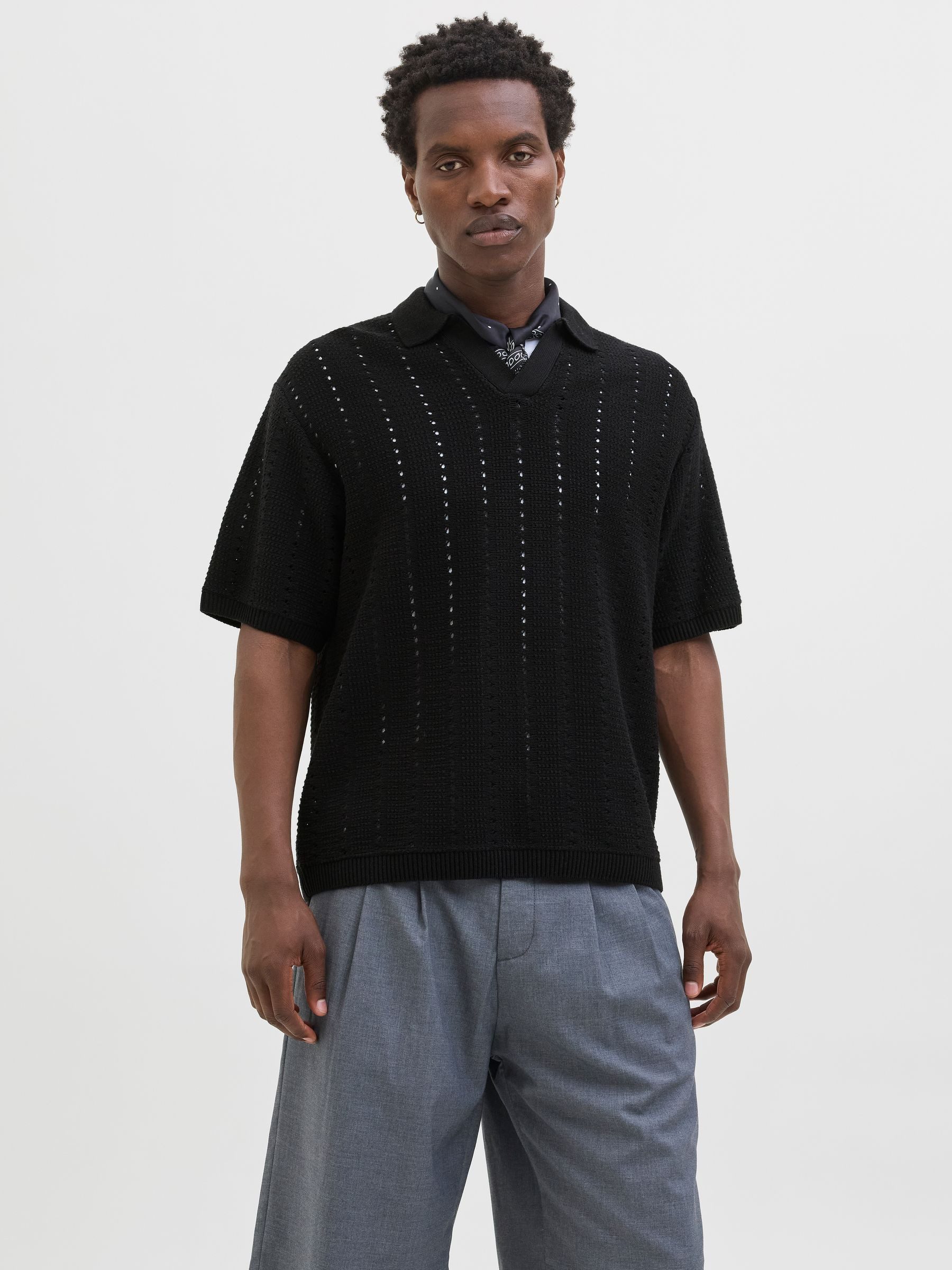 Jack & Jones Poloshirt Fein Strickdesign mit Vertikalstreifen und Kragen (1 günstig online kaufen