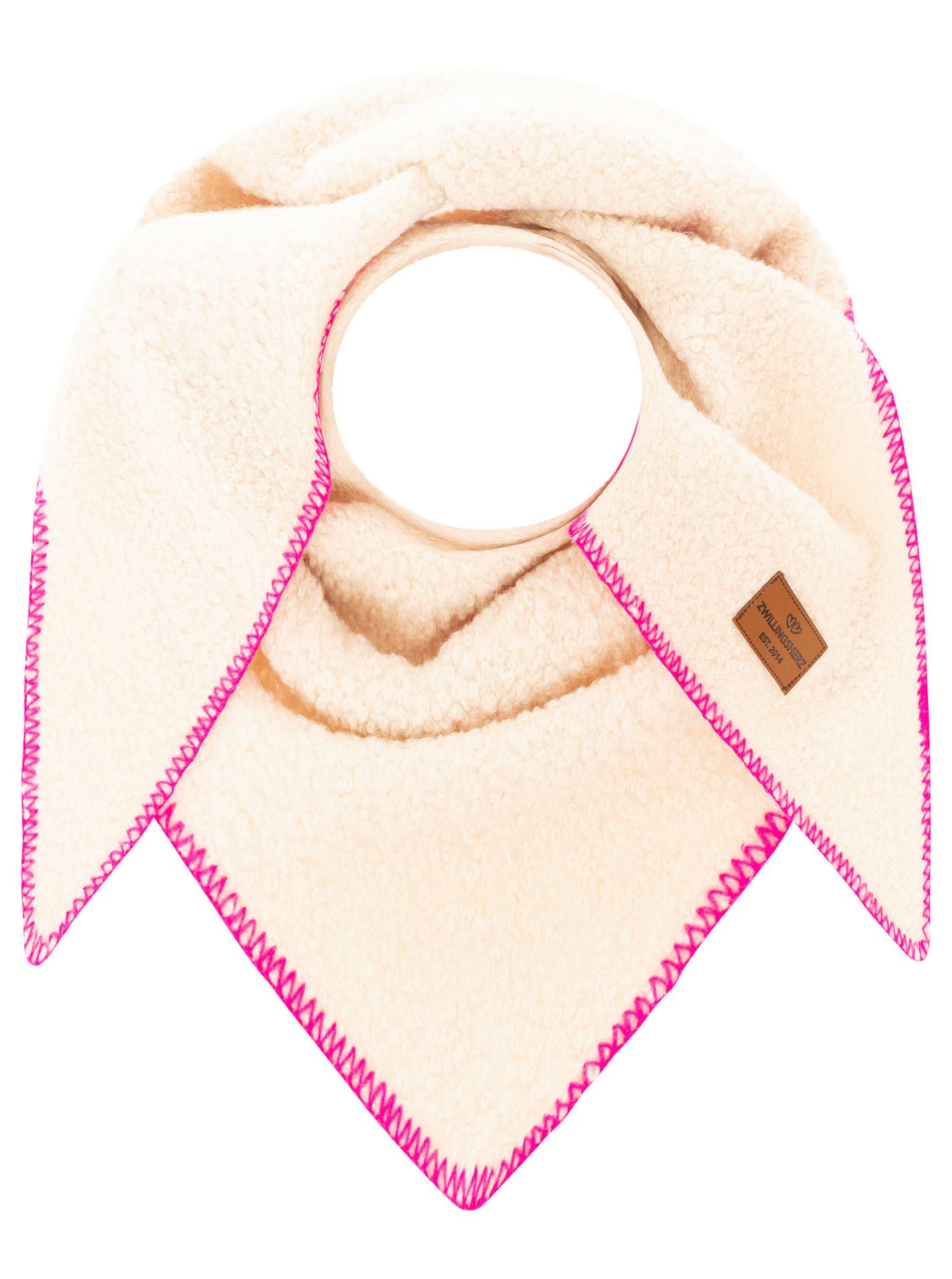 Zwillingsherz Dreieckstuch "Teddy Stitch", weiche Teddy-Struktur, Ziernaht-Rand, klassische Dreiecksform