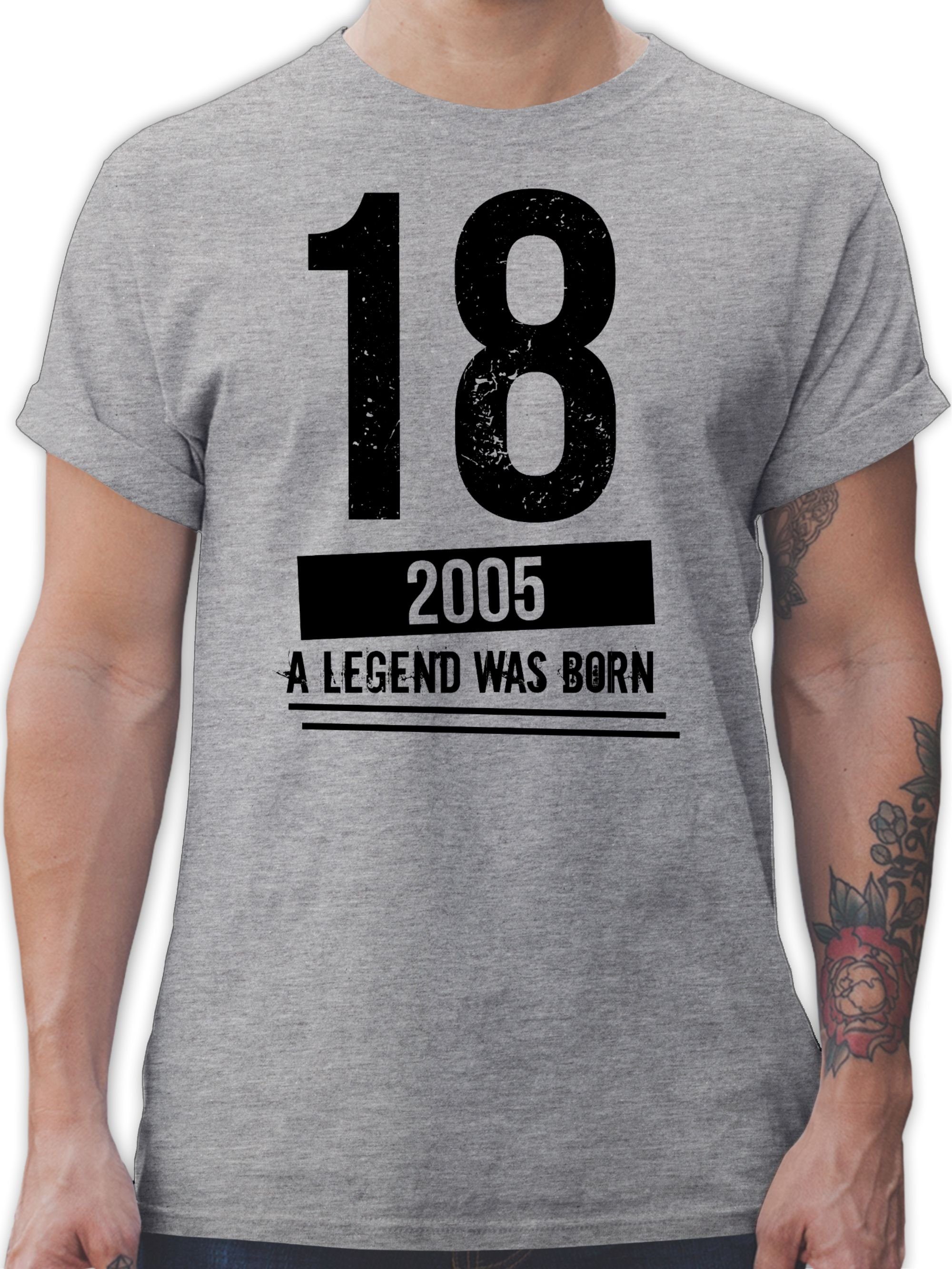 Shirtracer T-Shirt Achtzehn Jungs 2005 Vintage Motiv schwarz - 18.  Geburtstag - Herren Premium T-Shirt t-shirt volljährig - tshirt zum 18.  geburtstag - 18.geburtstag