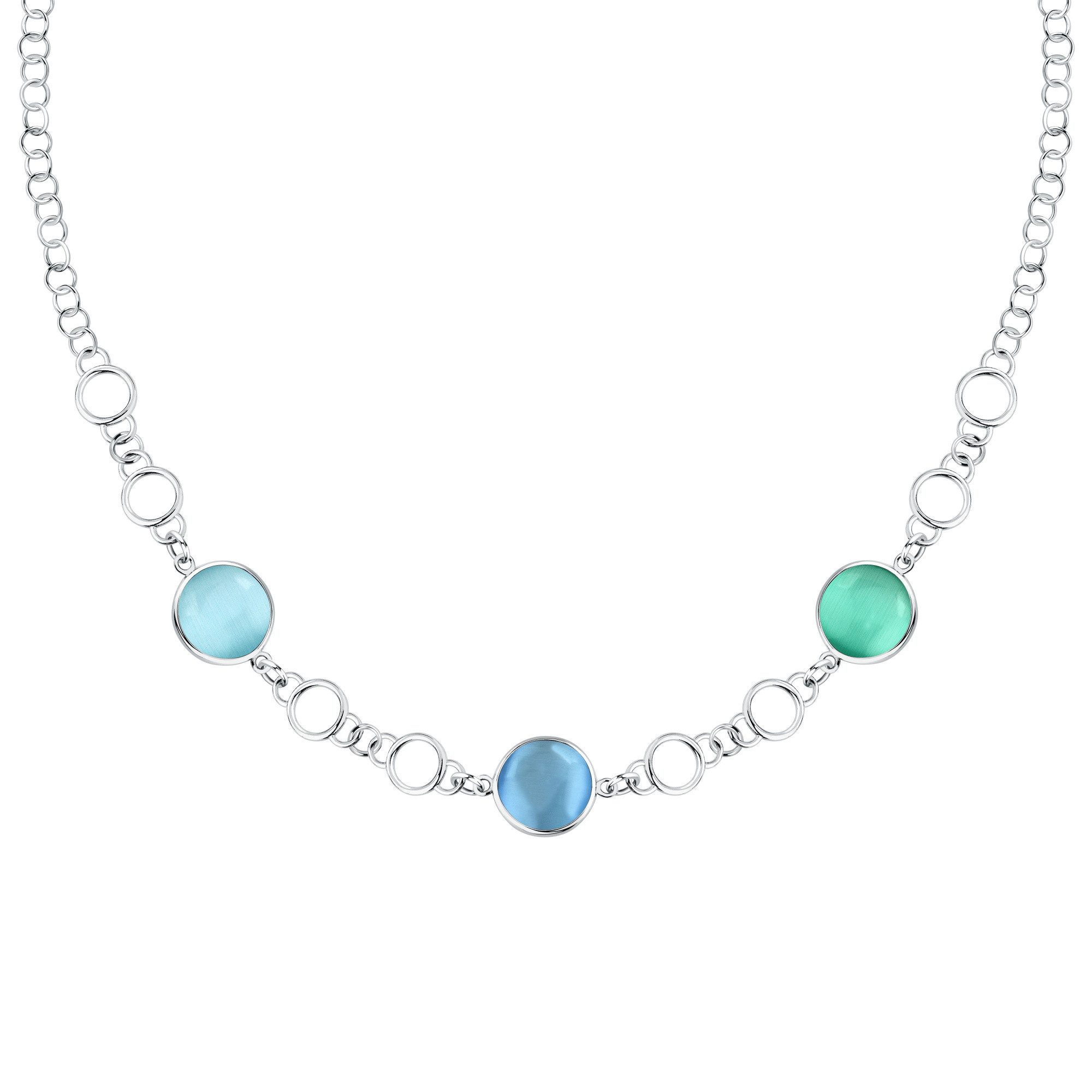 MORELLATO Collier Venezia Halskette SAZM01 Silber blaue Katzenaugensteine 40+5 cm Damen