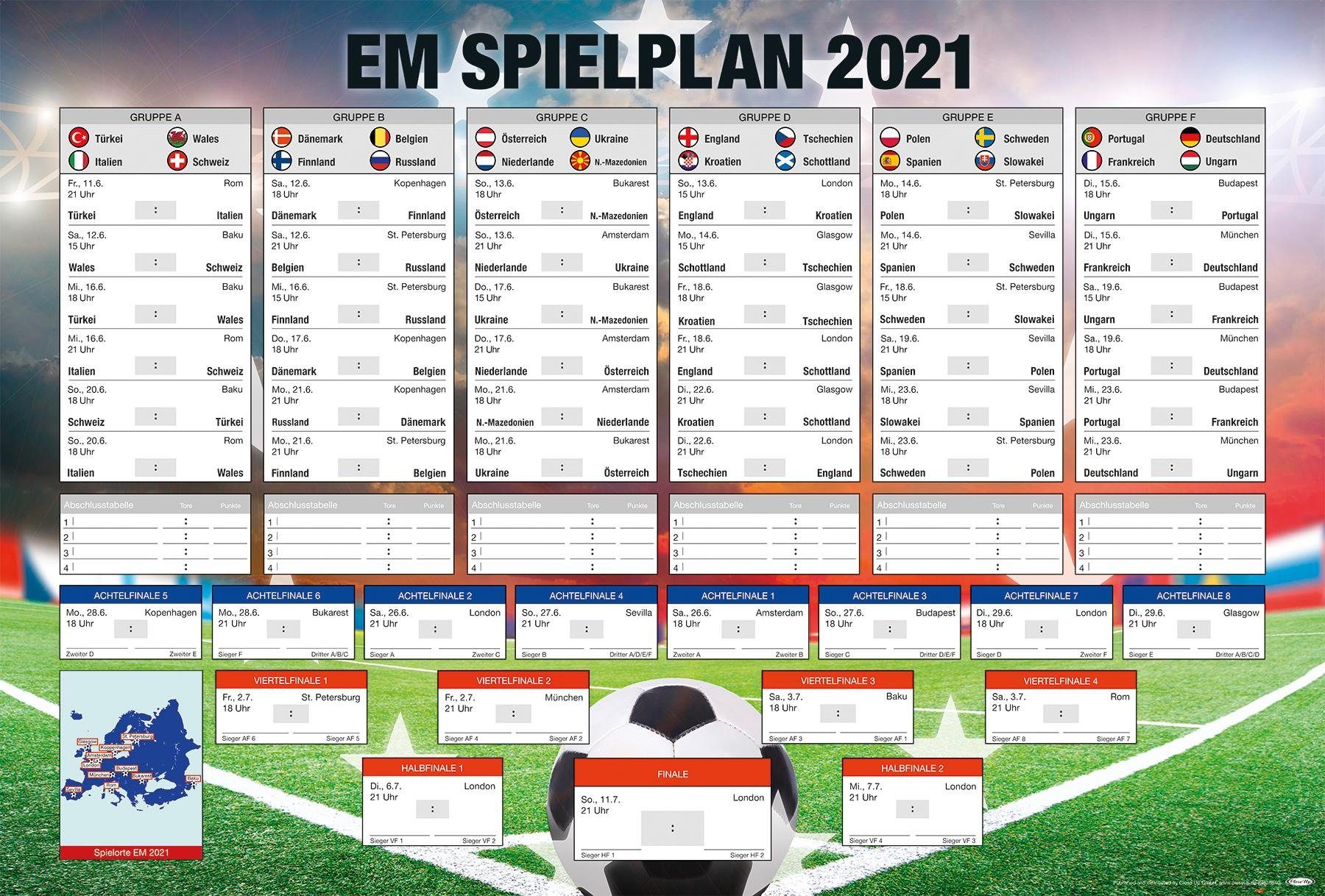 Close Up Poster »EM Spielplan 2021 Fußball Europameisterschaft«