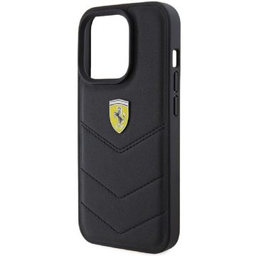 Ferrari Handyhülle Handyhülle Case iPhone 15 Pro Ferrari Echtleder schwarz 6,1 Zoll, Kantenschutz