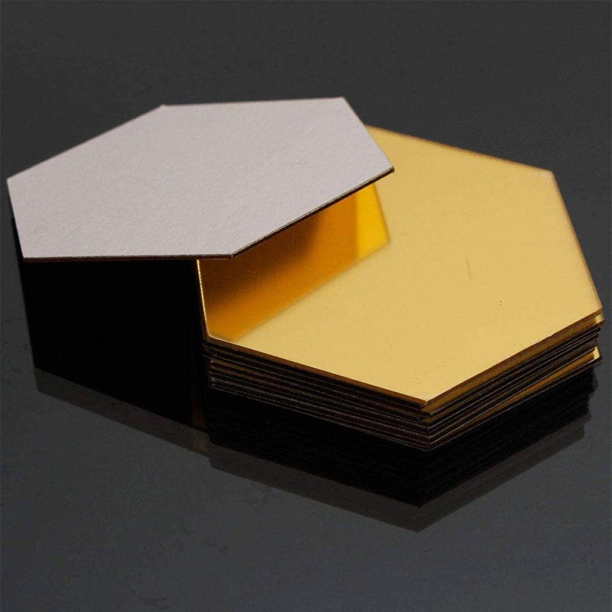 Houhence Wandsticker 12 Stück Wandaufkleber,Sechseck Aufkleber Gold(177*153*90mm) Sechseckiger Spiegel Acryl