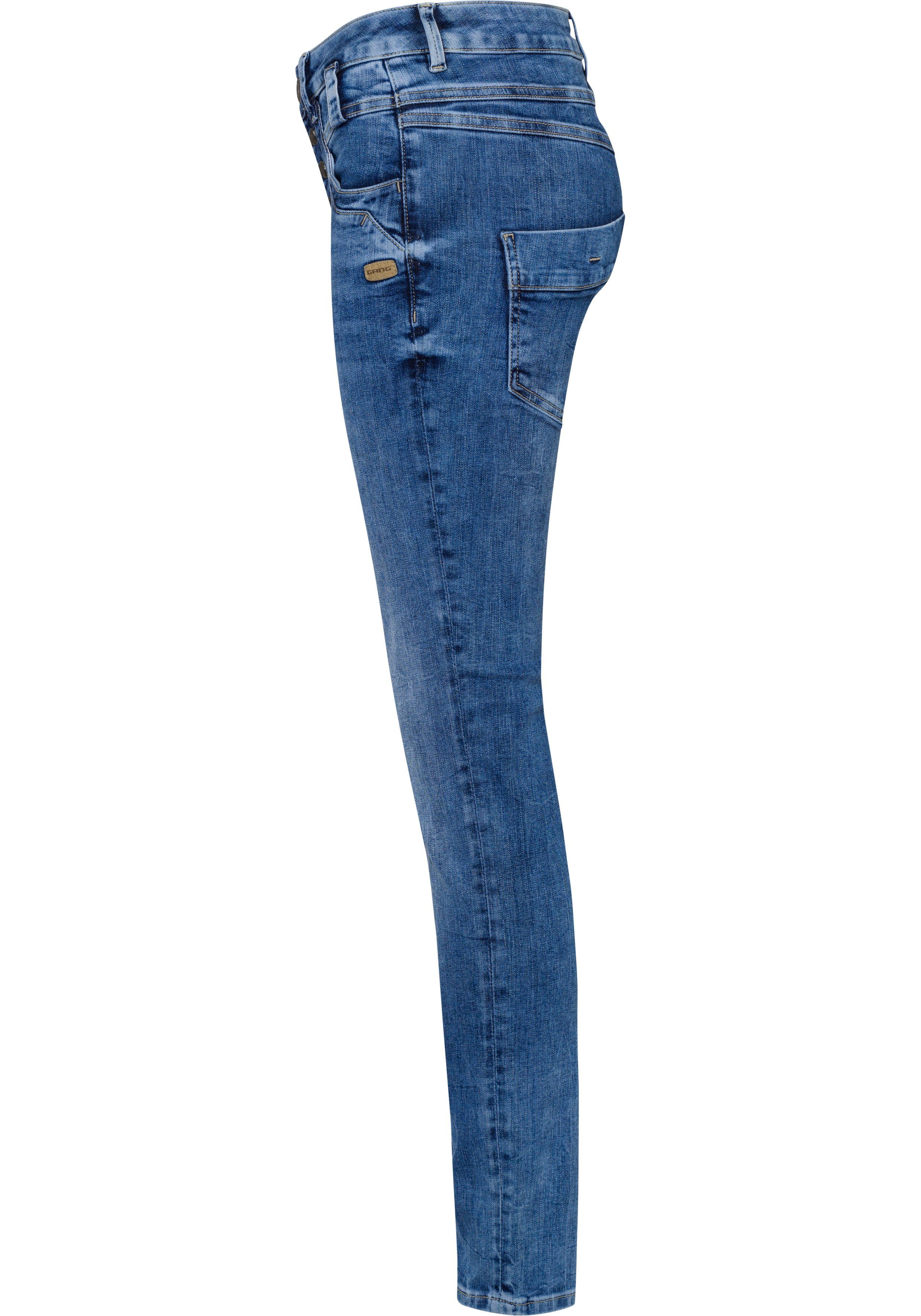 GANG Slim-fit-Jeans 94CARLI mid offener Knopfleiste blue mit